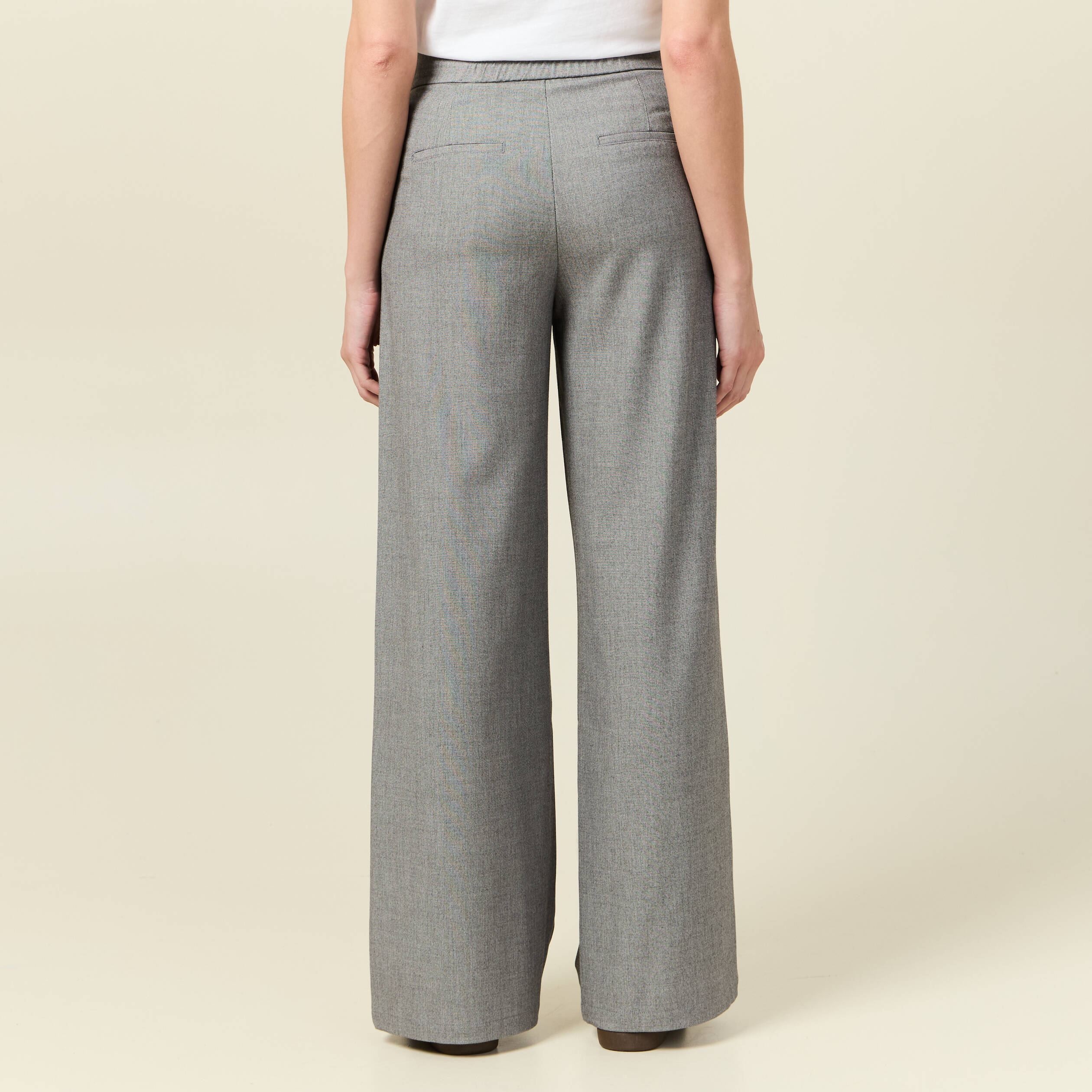 Pantalon large fluide gris femme
