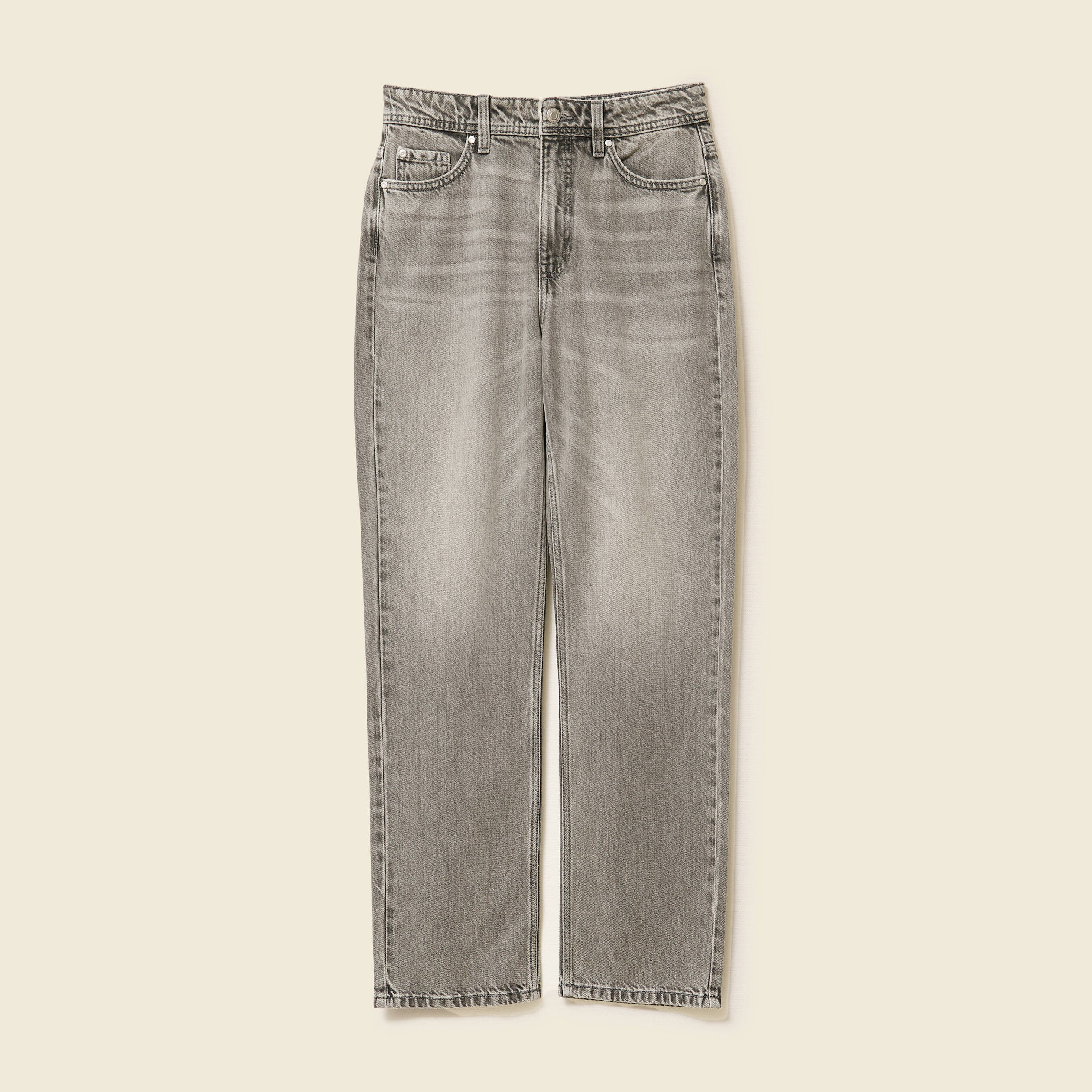 jeans straight taille haute 78eme denim gris clair femme Jeans straight taille haute 7/8ème denim gris clair femme