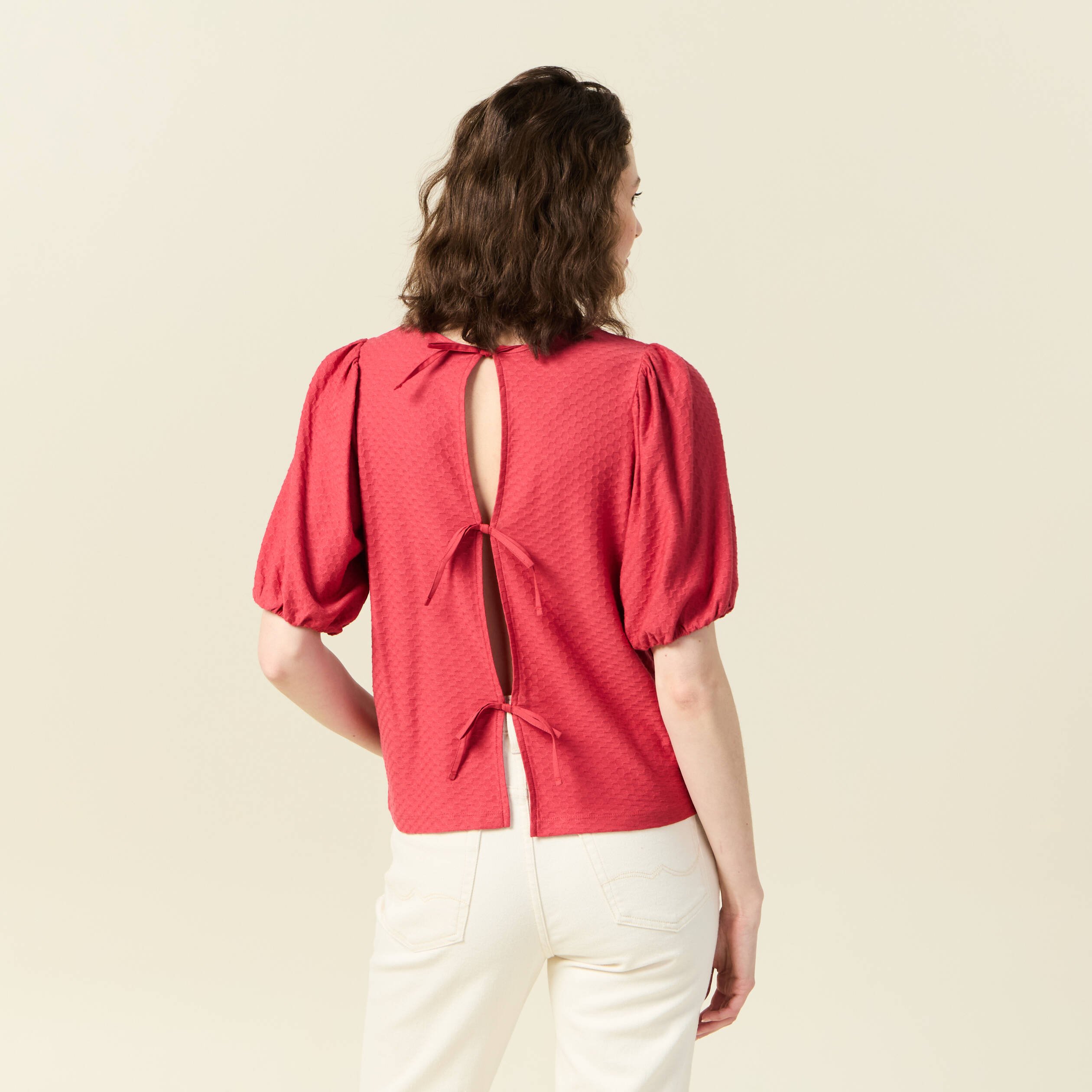 t shirt manches courtes rouge fonce femme T-shirt manches courtes rouge foncé femme
