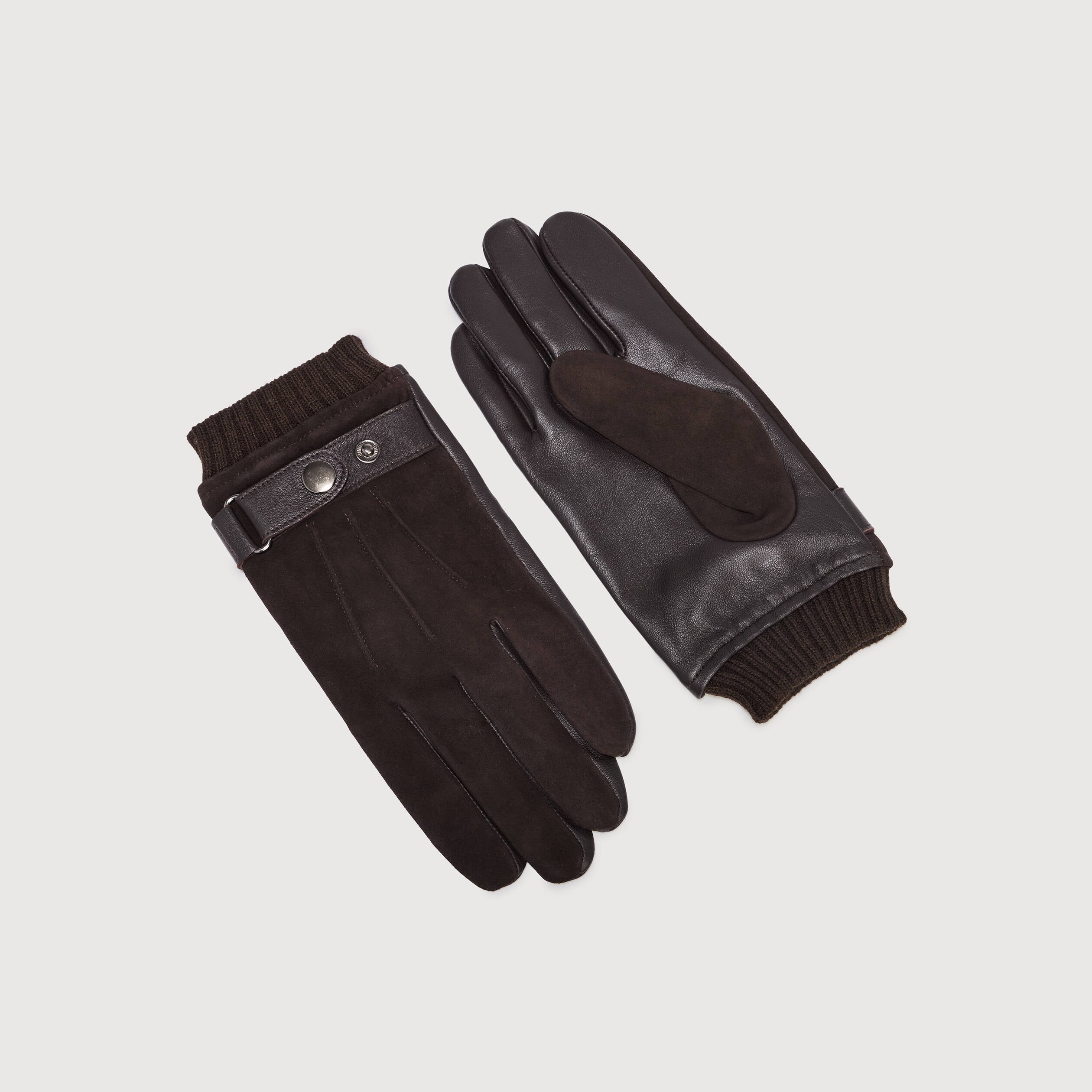 Gants en cuir avec doublure marron homme