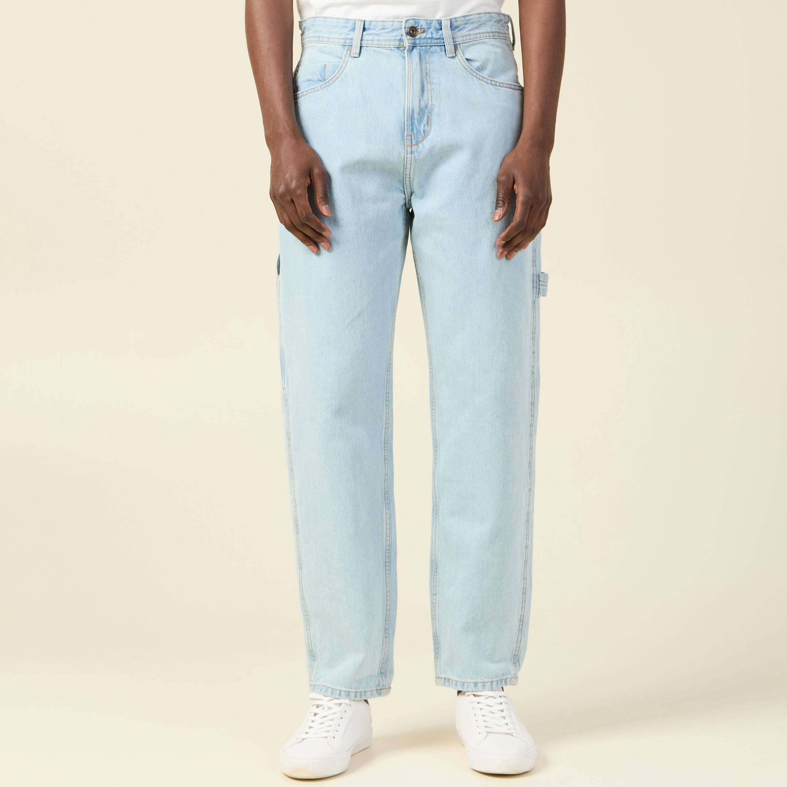 Jeans large charpentier denim bleach homme