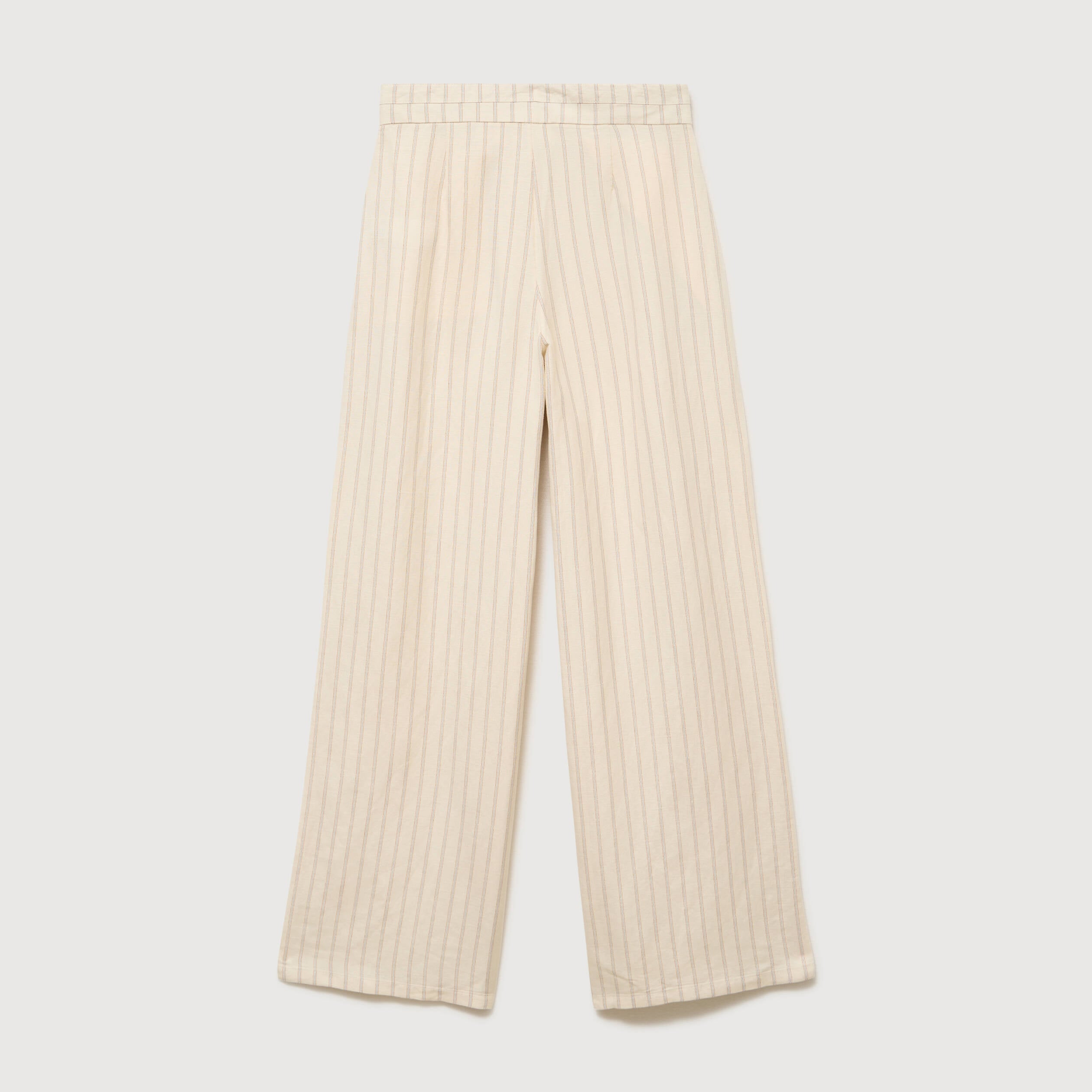 Pantalon large taille haute ceinture jaune pastel femme