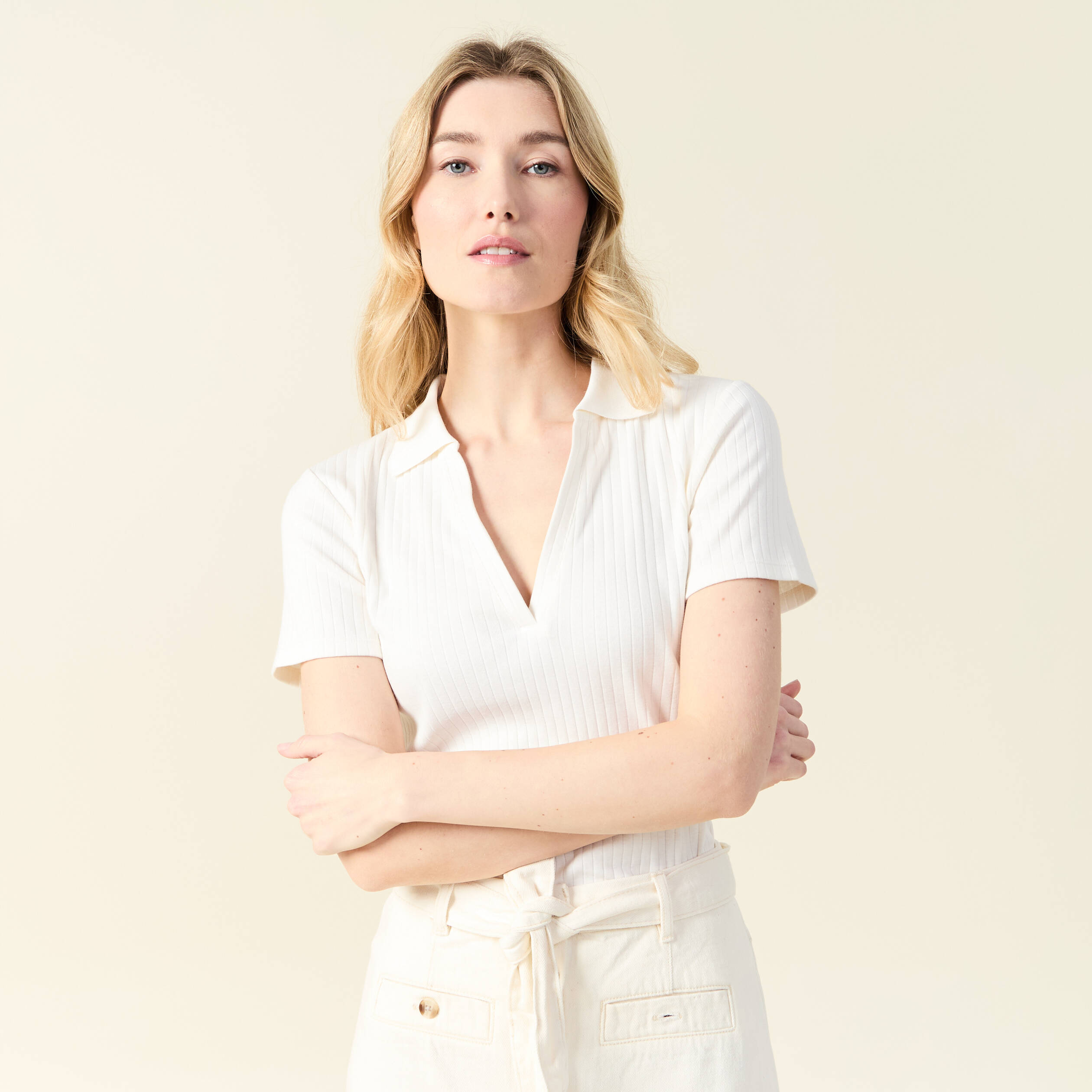 polo manches courtes ecru femme Polo manches courtes ecru femme