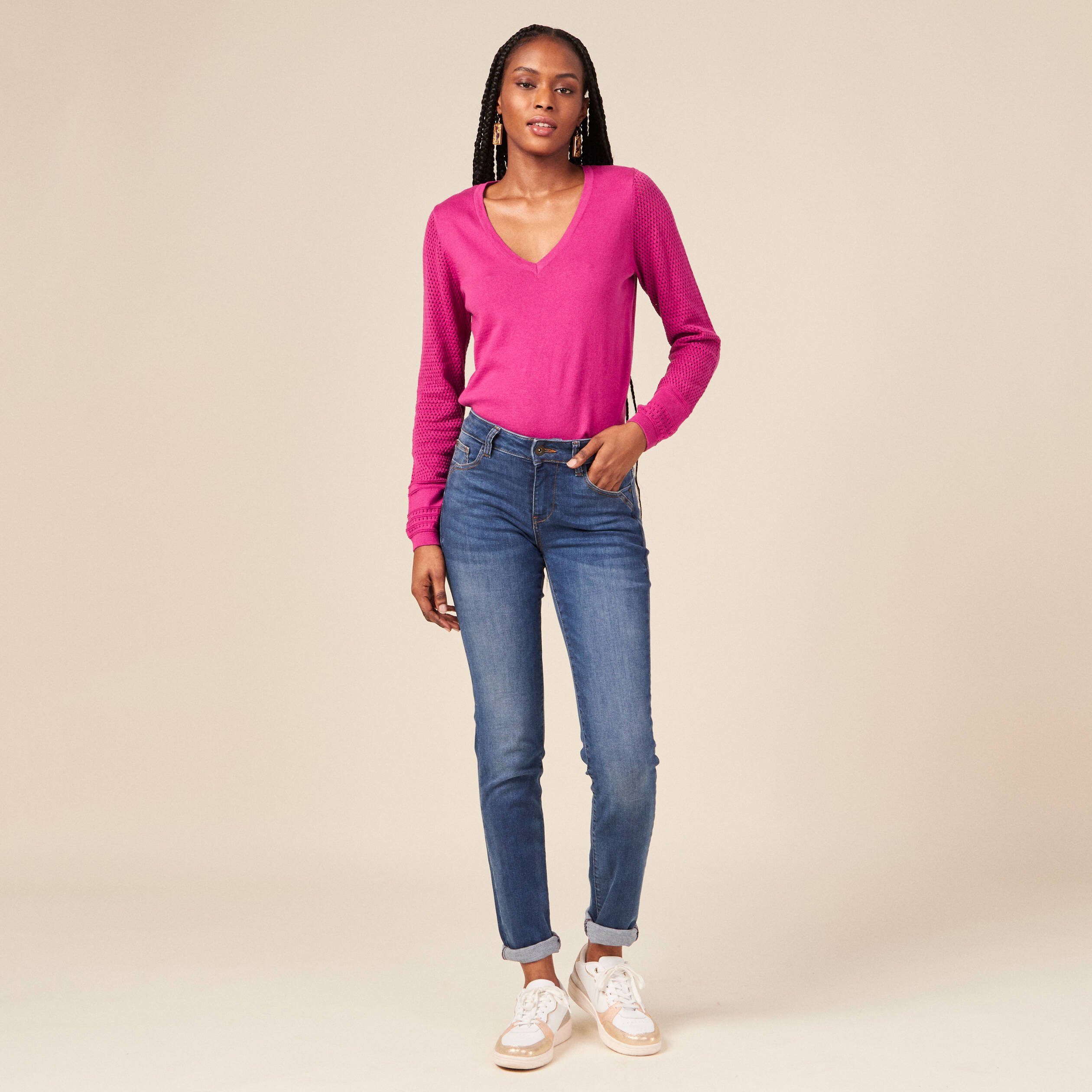 Pull manches longues violet clair femme Bonobo