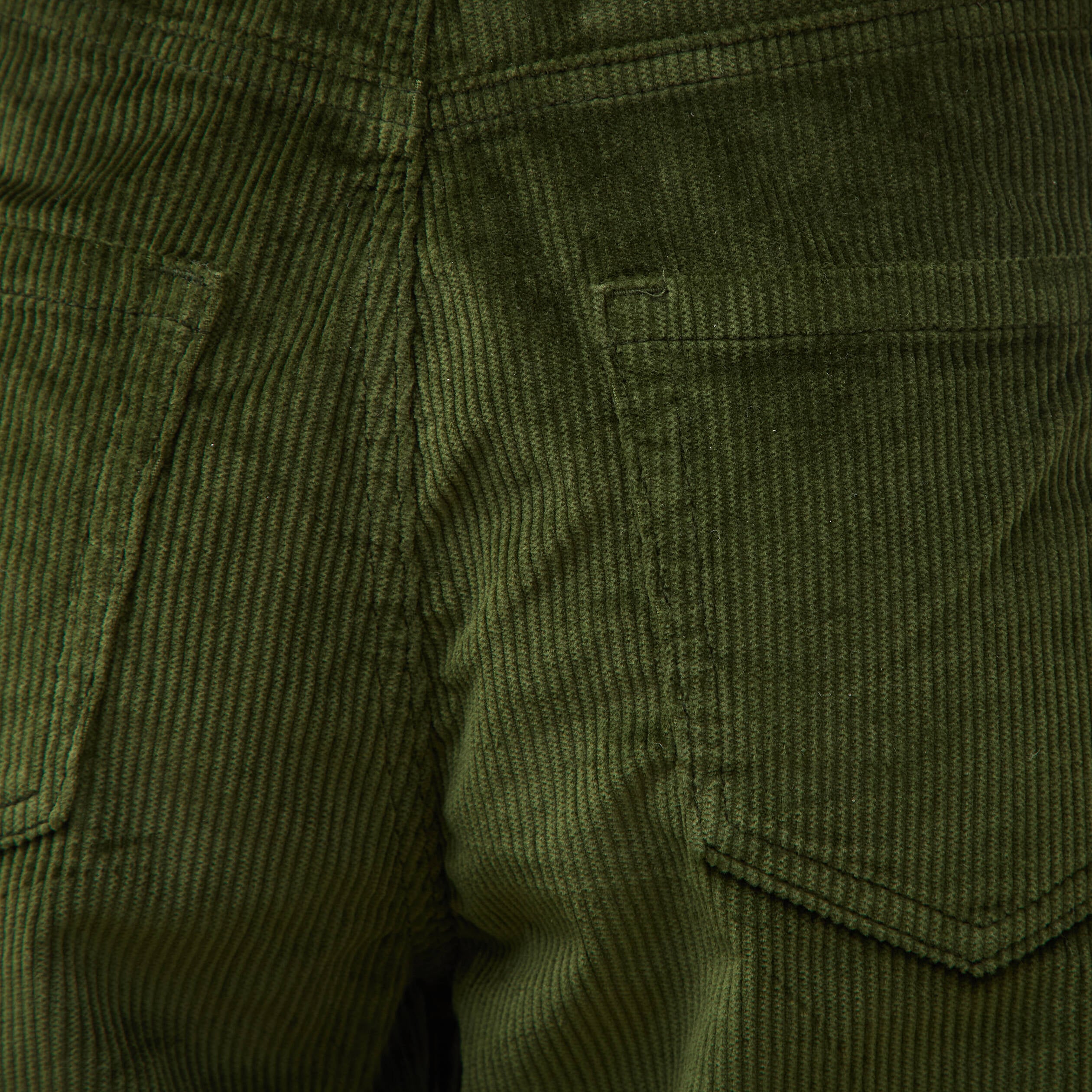 Pantalon taille haute velours resserr&eacute; vert fonc&eacute; femme
