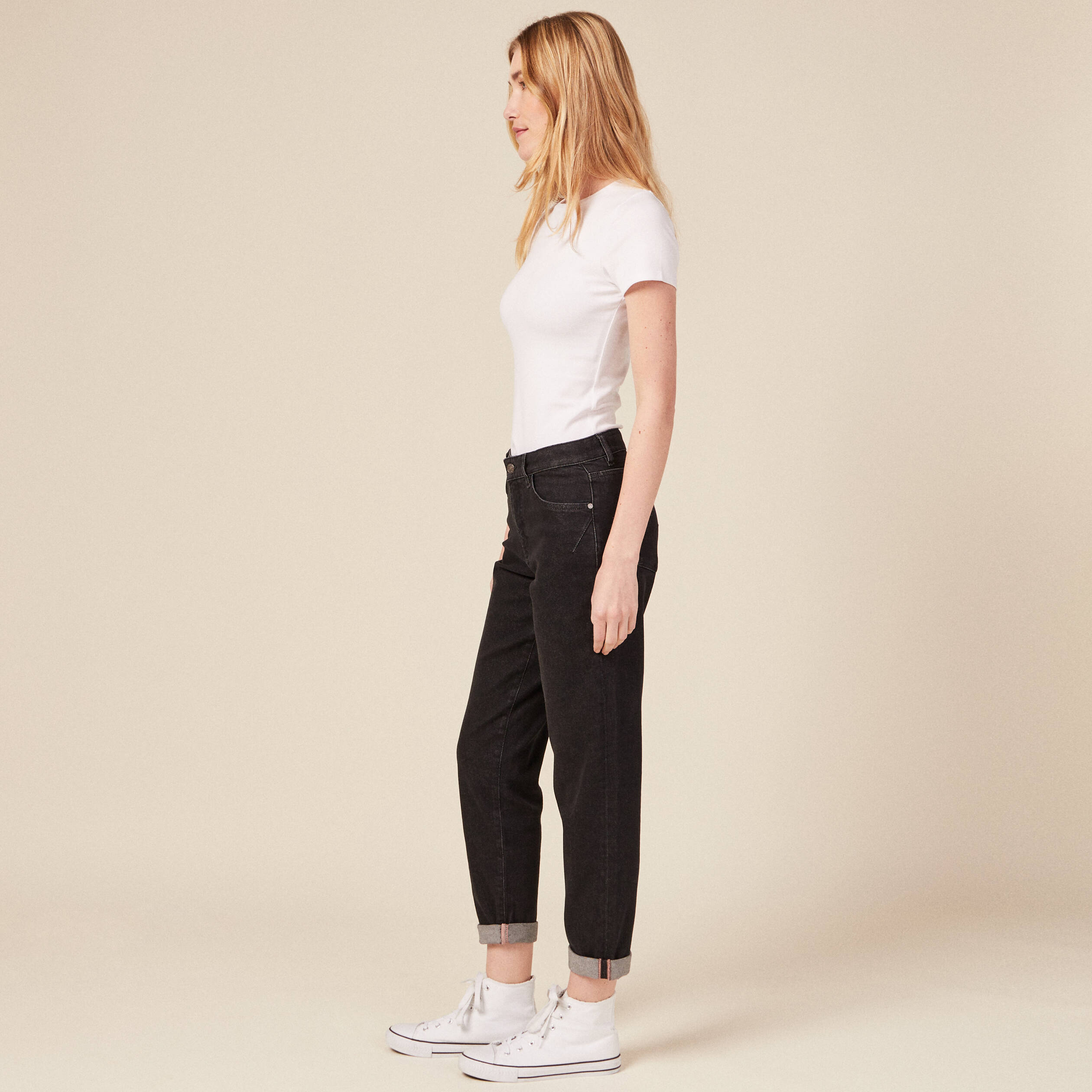 jeans girlfriend 5 poches denim gris femme Jeans girlfriend 5 poches denim gris femme
