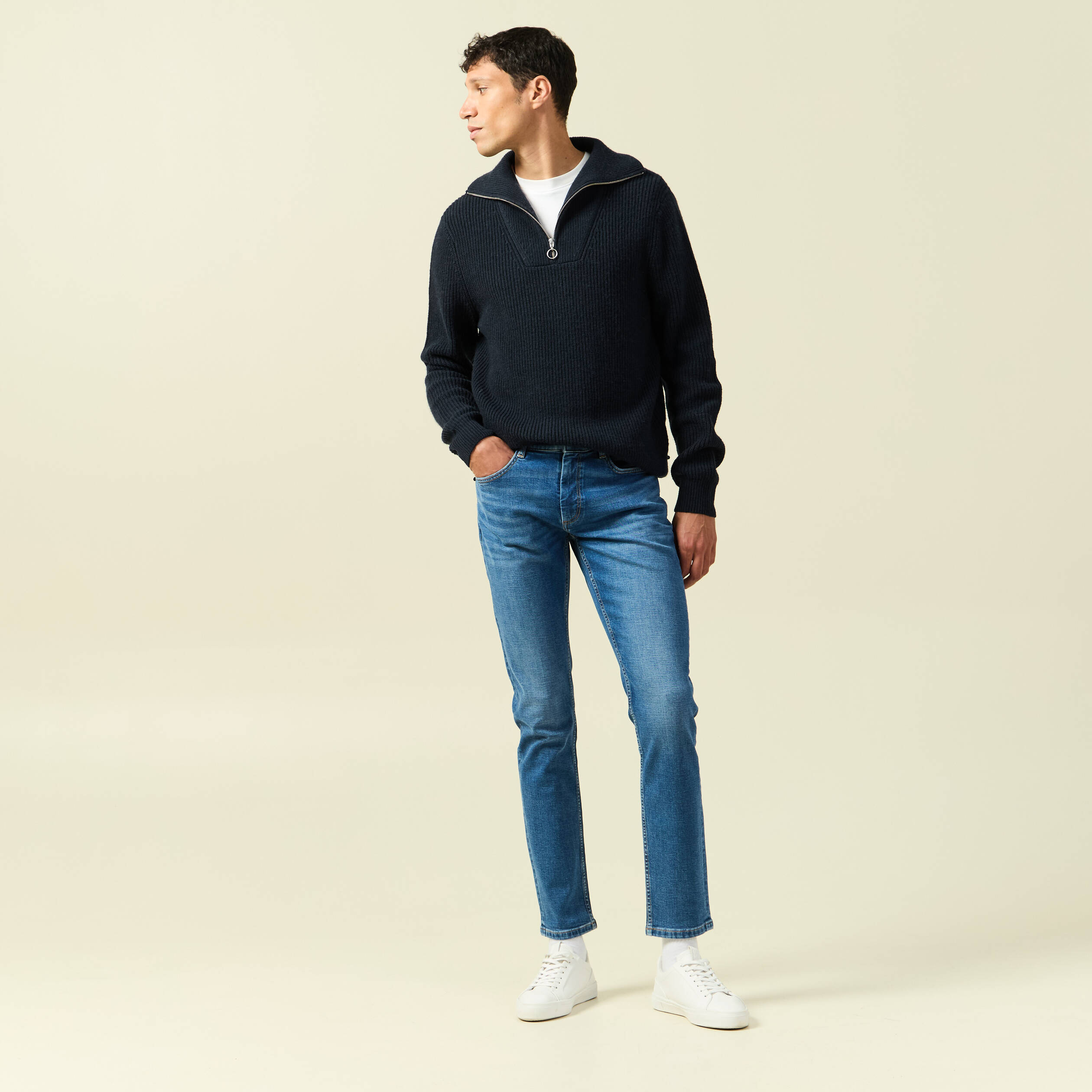 Jeans slim 5 poches longueur 32 denim stone homme