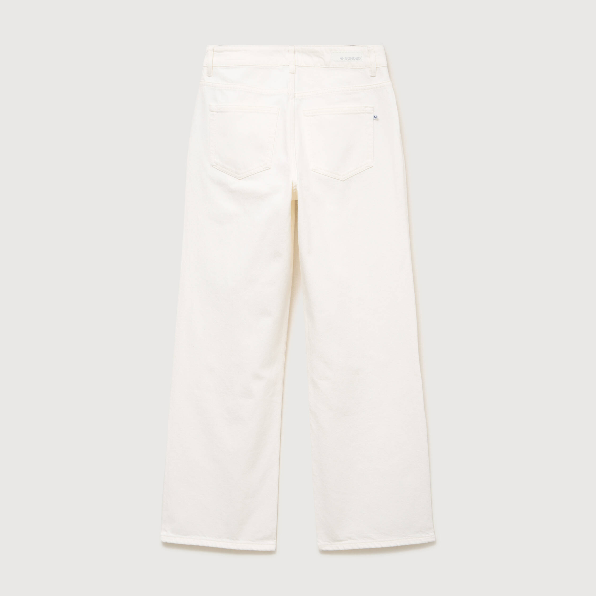 Jeans wide leg taille bascul&eacute;e denim blanc femme