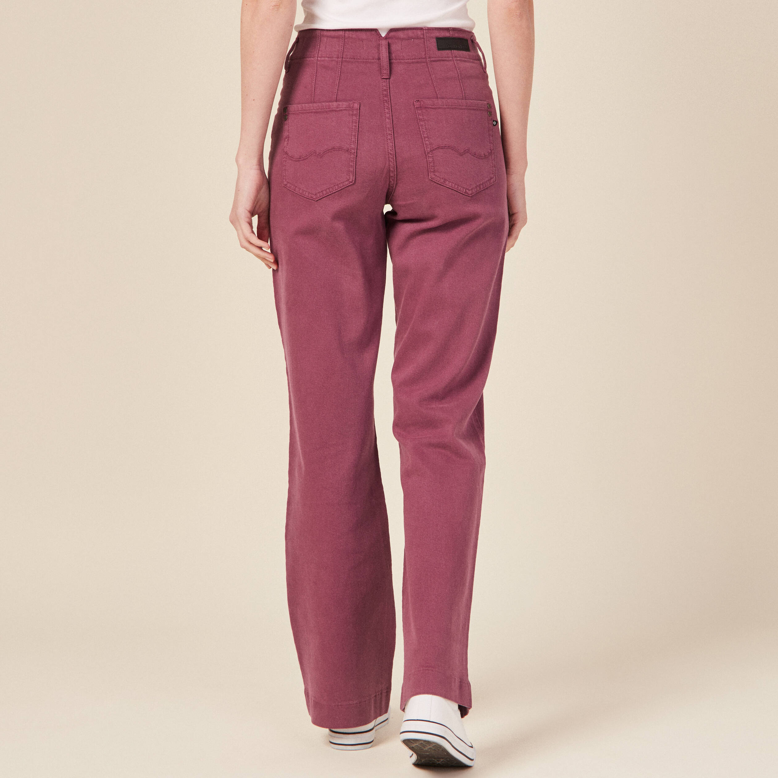 Pantalon taille haute rose