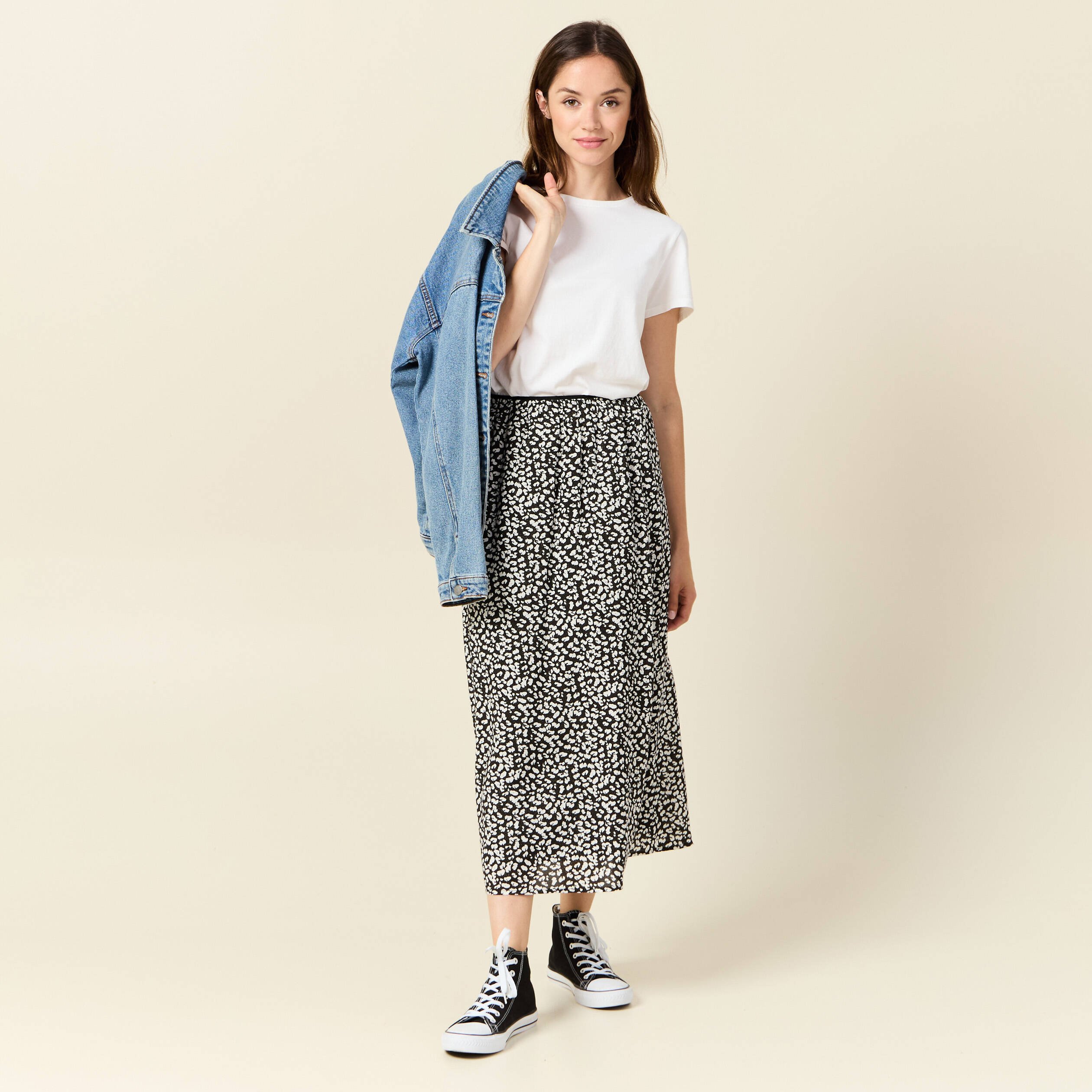 jupe longue trapeze noir femme Jupe longue trapèze noir femme