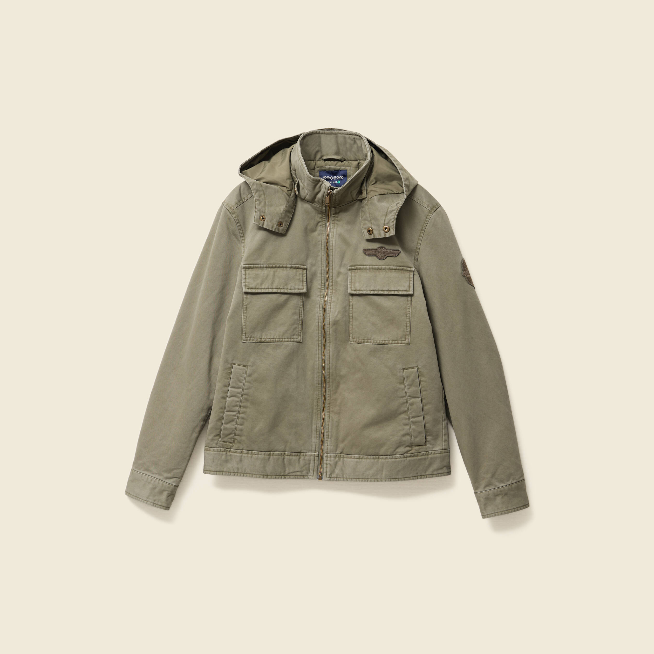 blouson col montant a capuche vert kaki homme Blouson col montant à capuche vert kaki homme