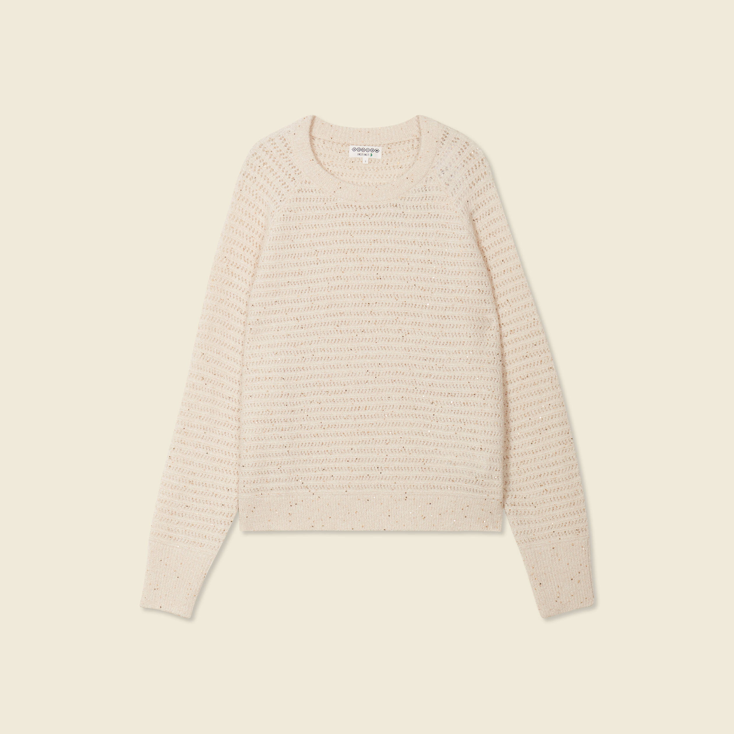 pull manches longues sequins ecru femme Pull manches longues sequins ecru femme