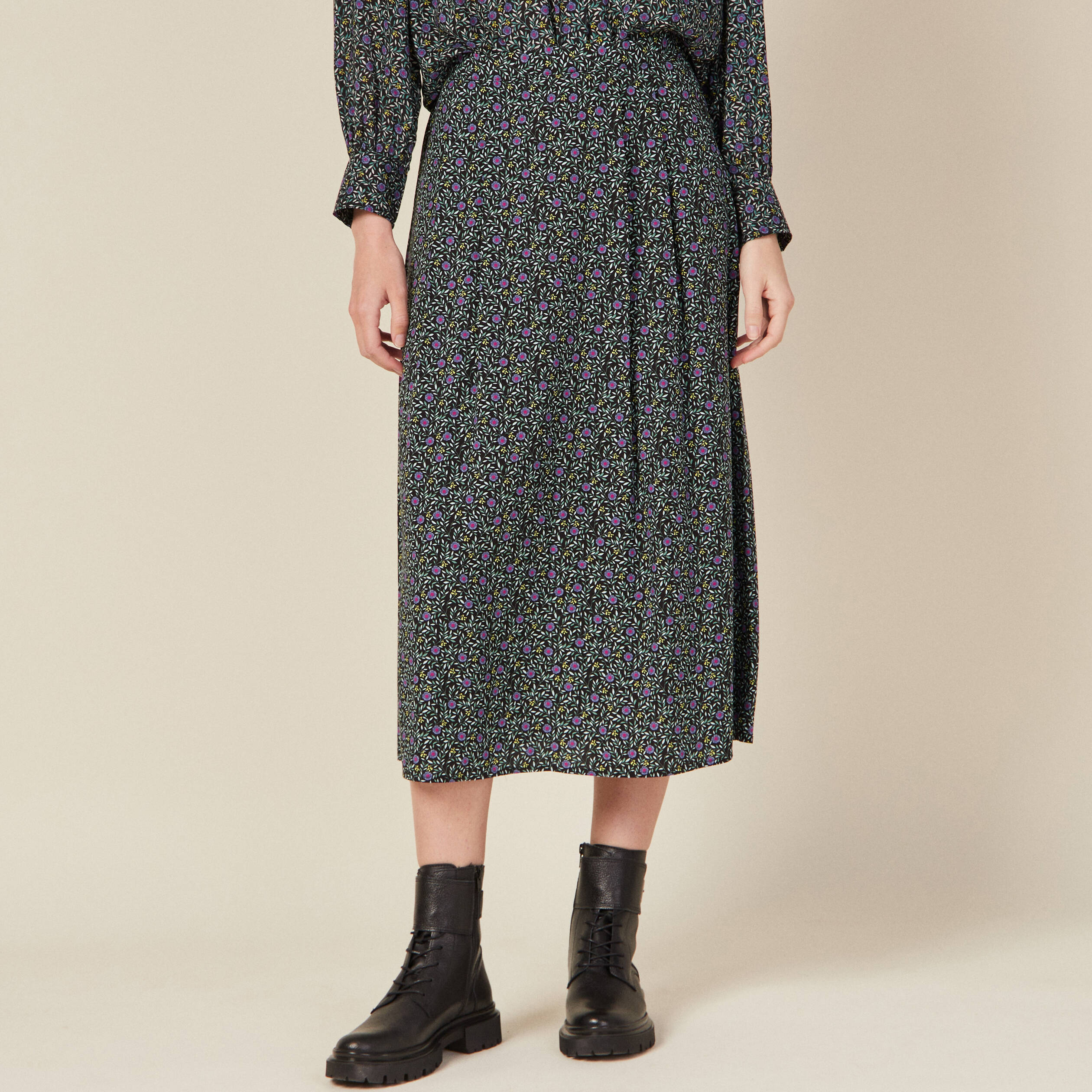 jupe longue evasee noir femme Jupe longue évasée noir femme
