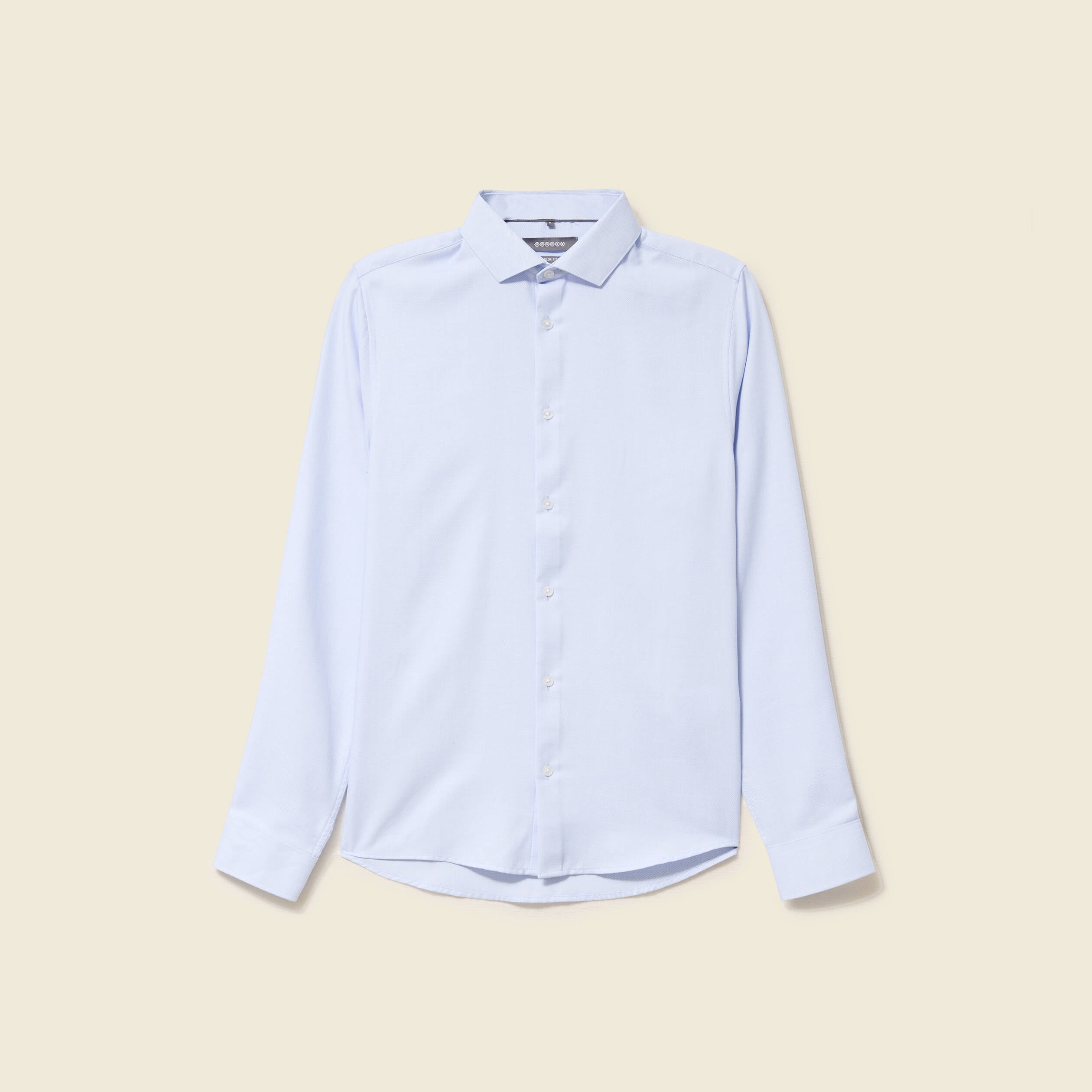 Chemise cintr&eacute;e manches longues bleu ciel homme
