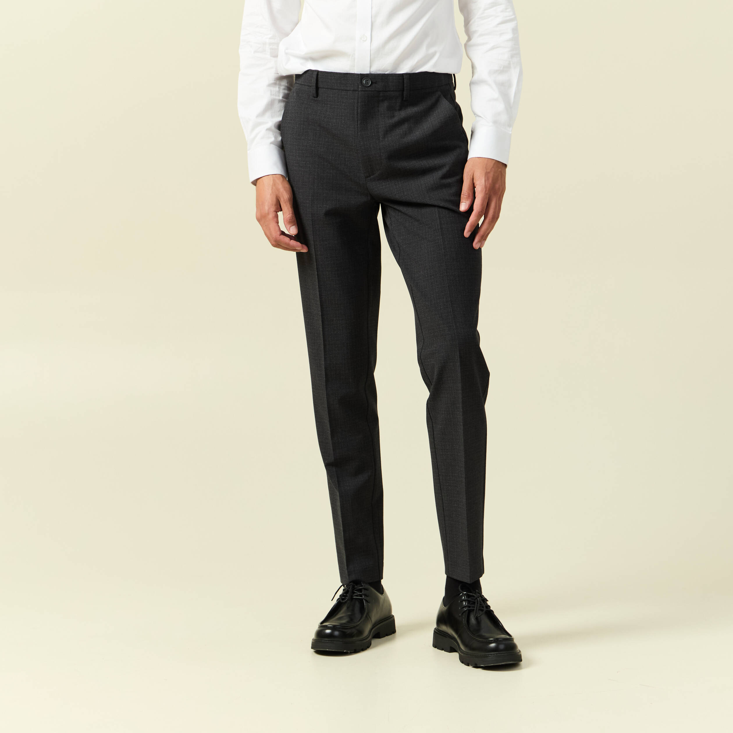 Pantalon chino droit longueur 32 noir homme
