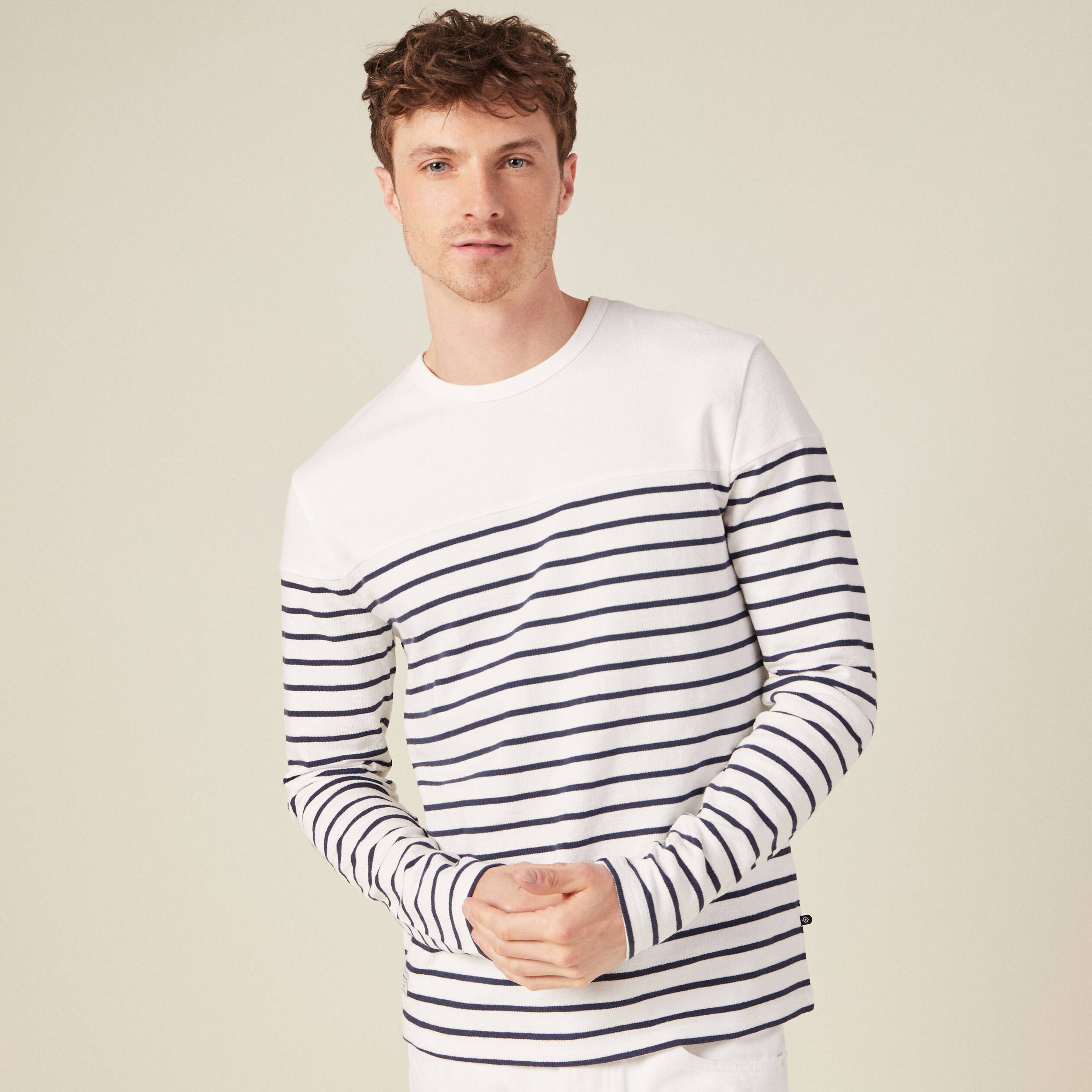 T shirt manches longues ecru homme Bonobo