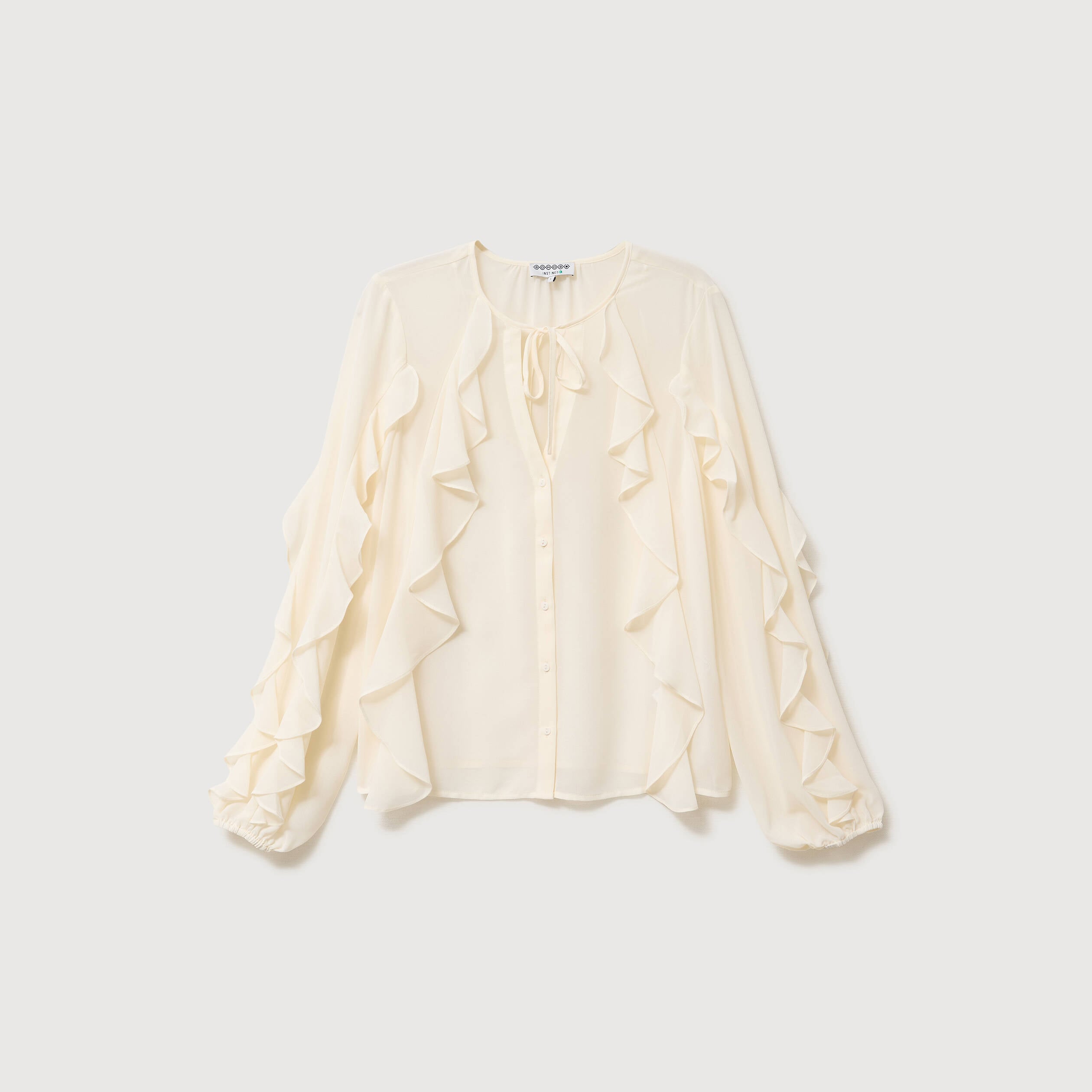 Chemise manches longues col rond ivoire femme