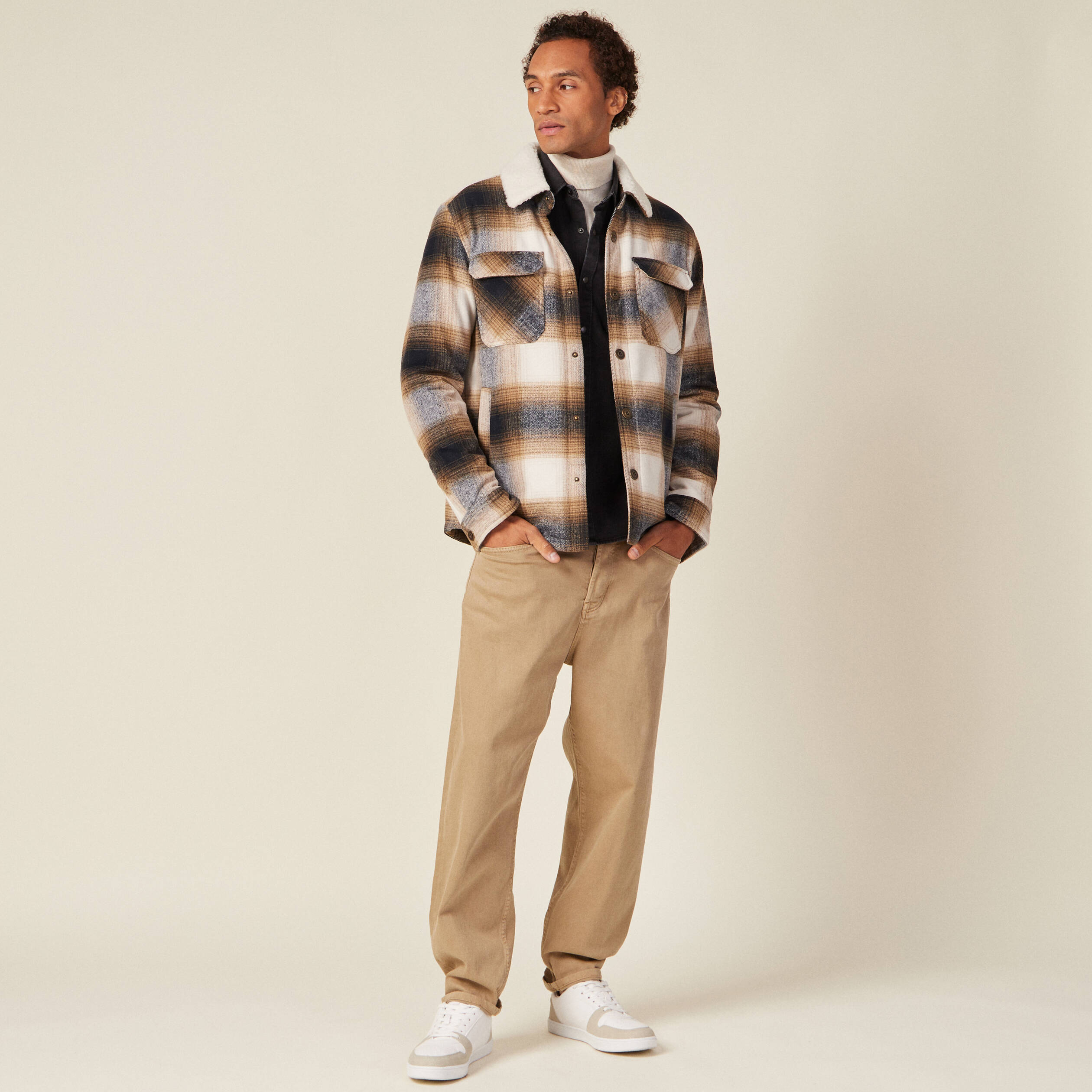 Veste surchemise ample ecru homme