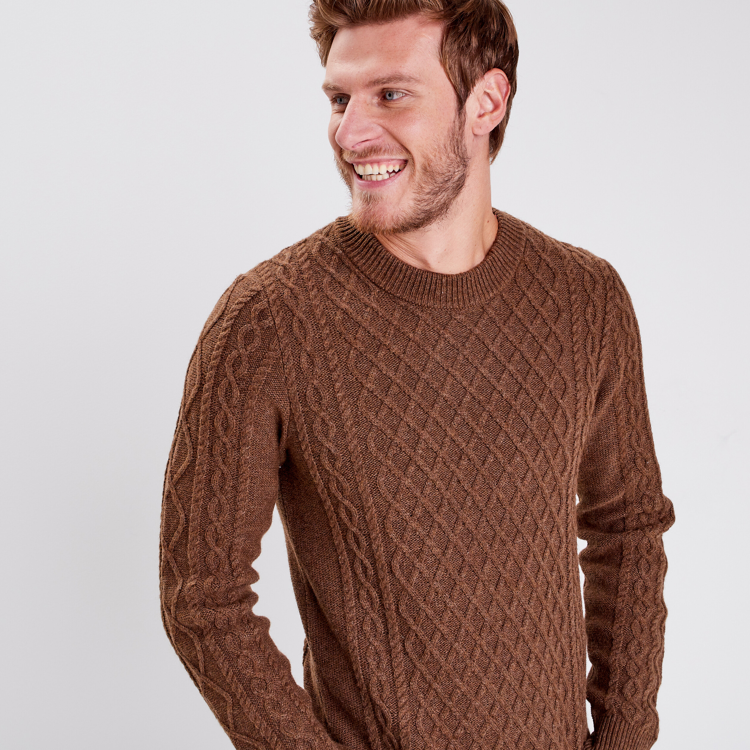 Pull éco-responsable marron homme