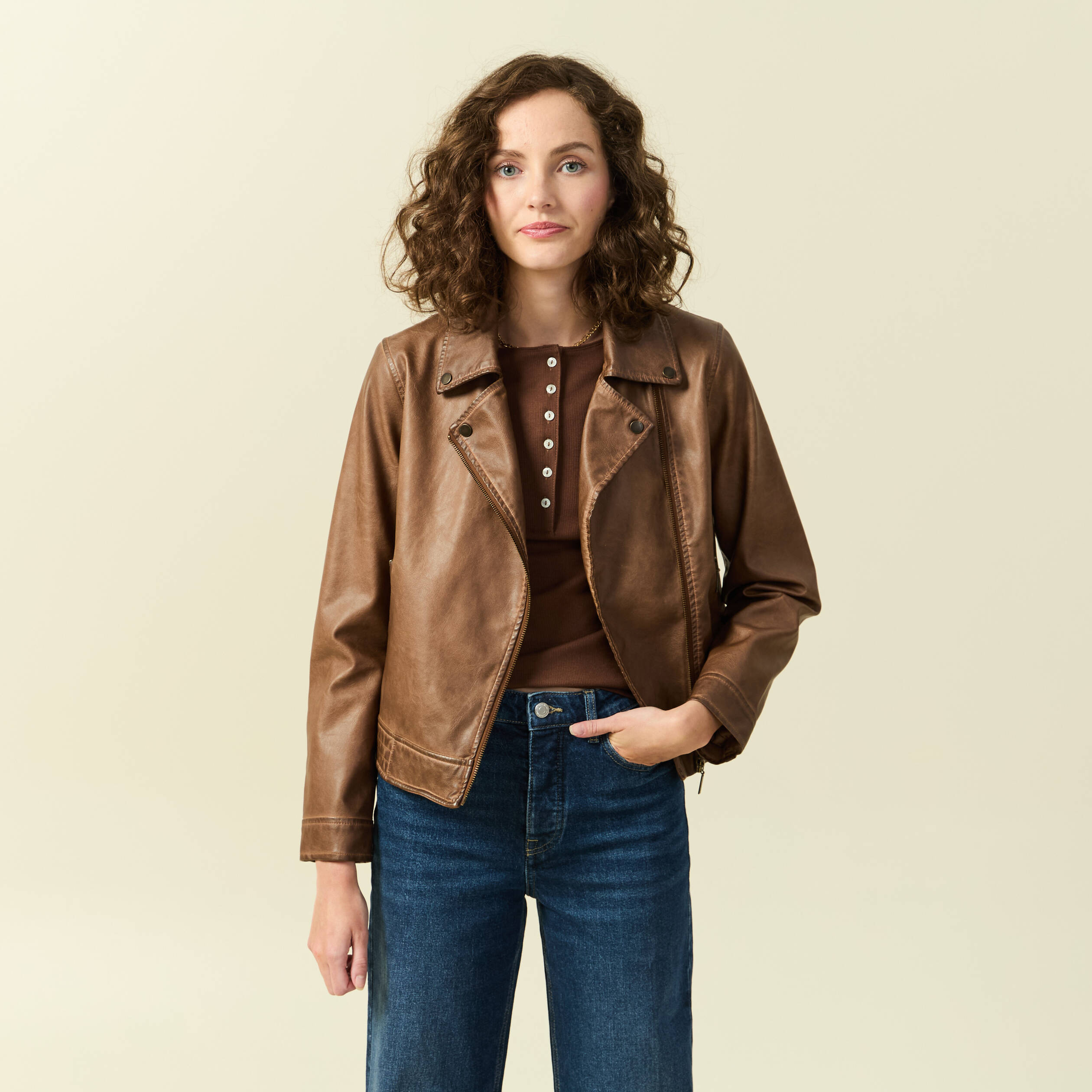 Bonobo Blouson Moutarde Bonobo Veste Simili Femme Veste Cuir