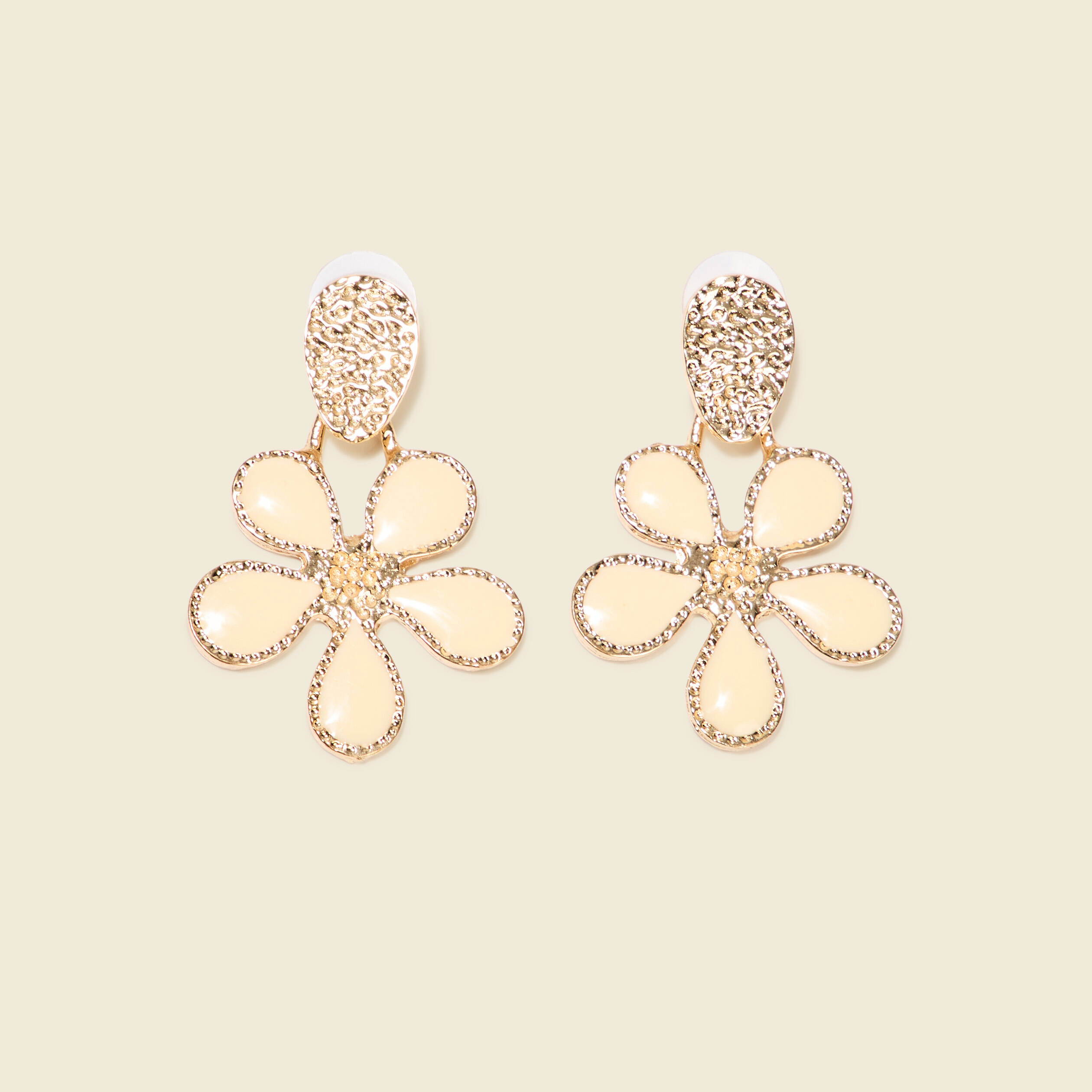 boucles doreilles pendantes ecru femme Boucles d'oreilles pendantes ecru femme
