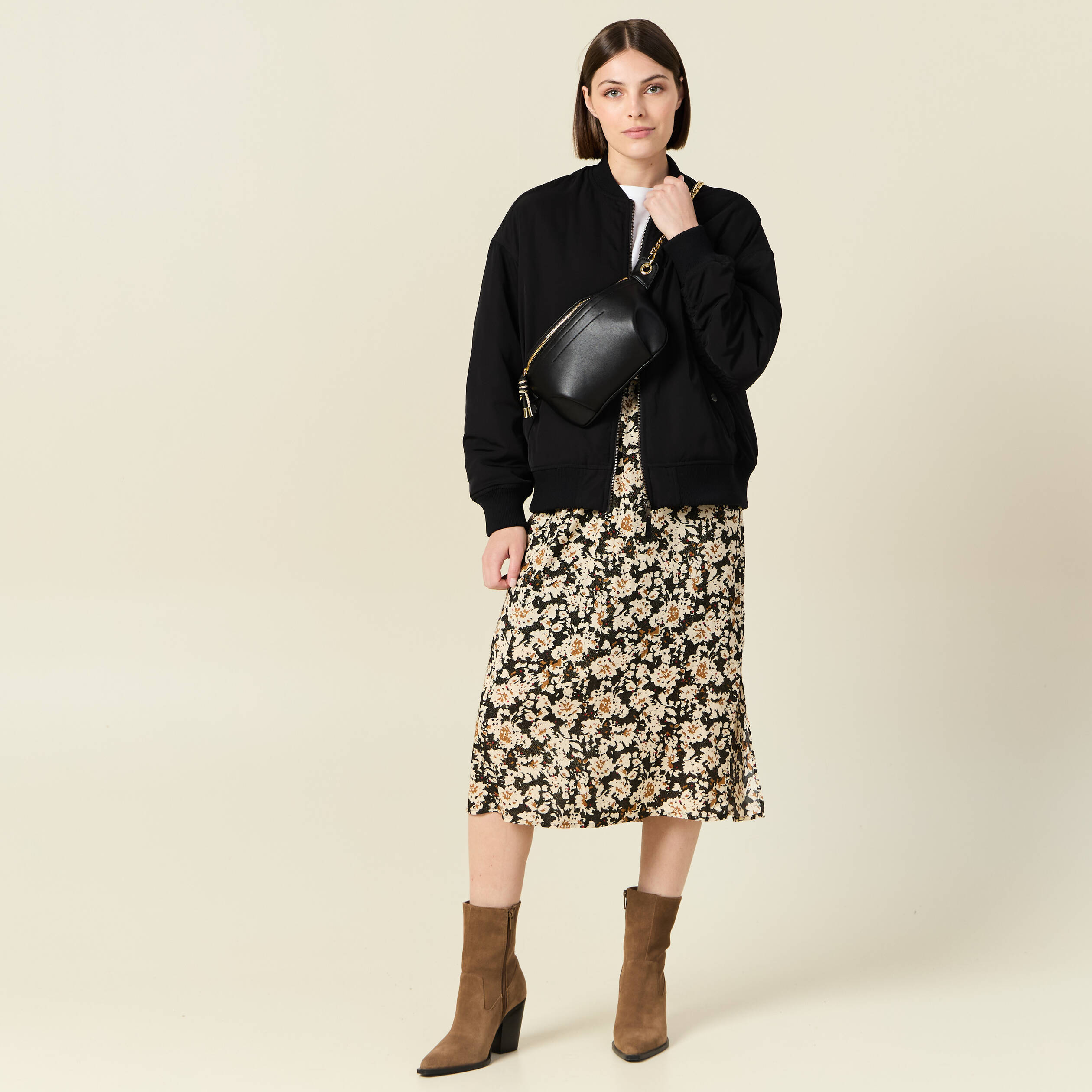 jupe midi droite fendue noir femme Jupe midi droite fendue noir femme