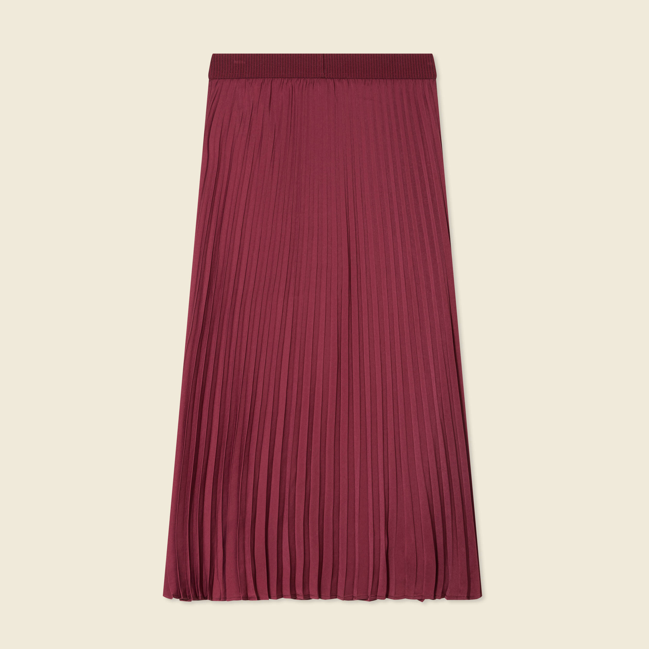 jupe longue droite plissee bordeaux femme Jupe longue droite plissée bordeaux femme