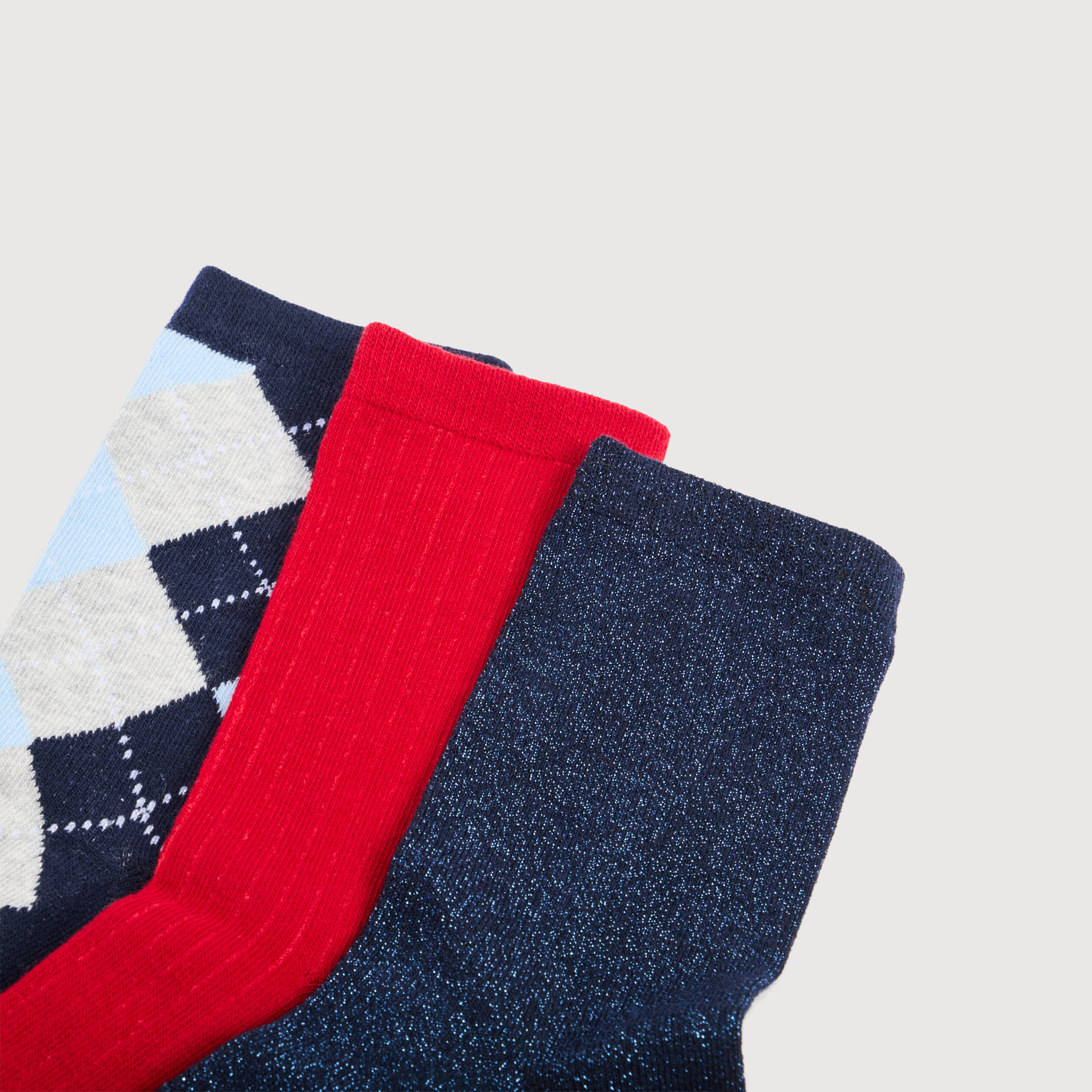 Lot de 3 paires chaussettes hautes rouge femme