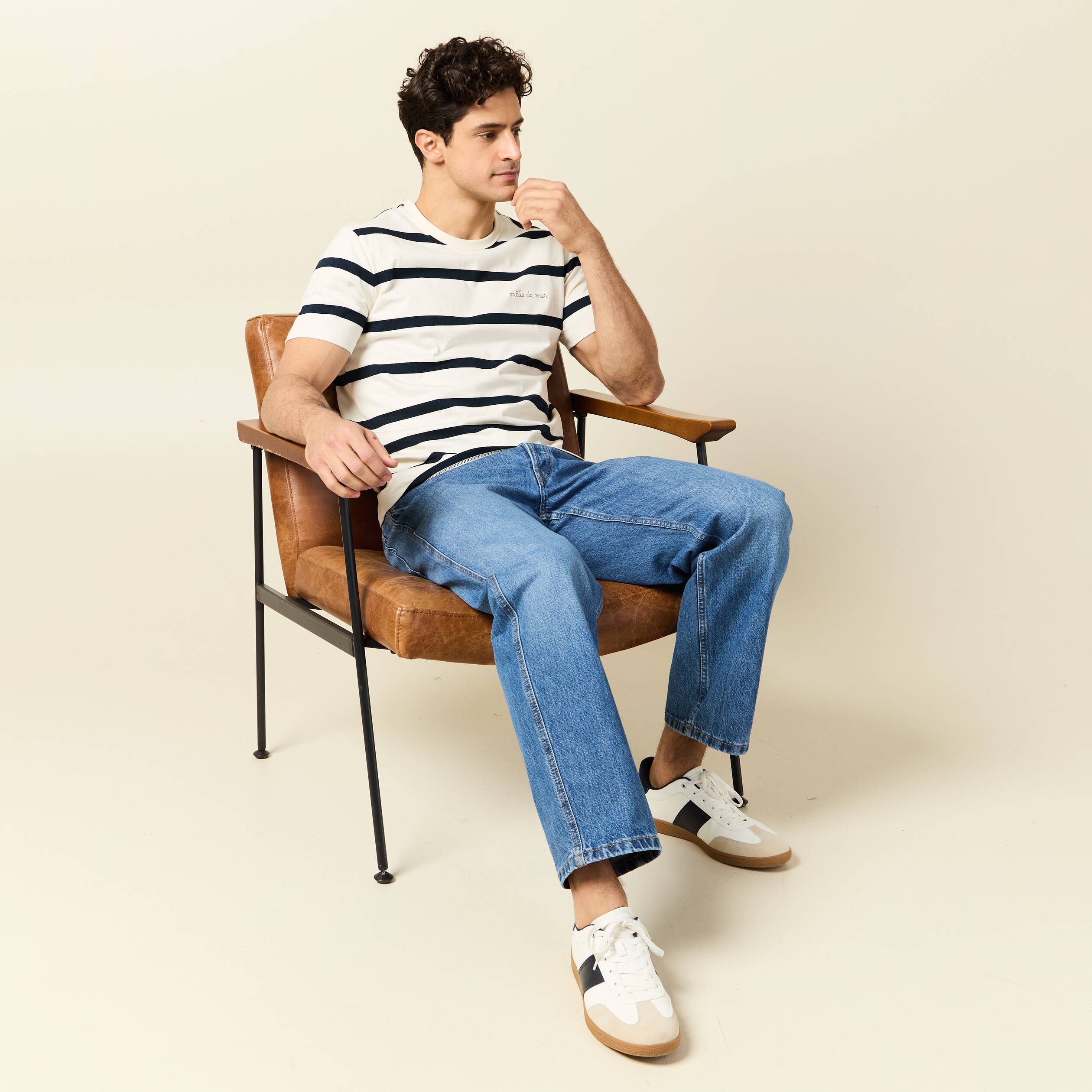 T-shirt manches courtes ecru homme