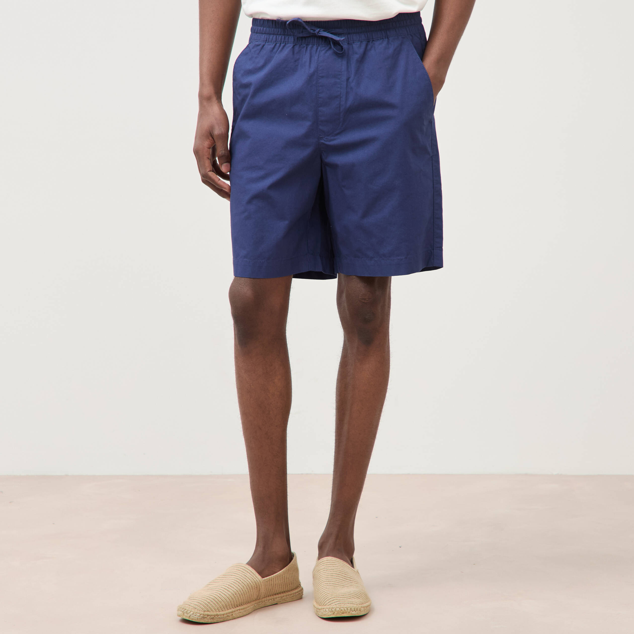 Bermuda en coton bleu fonc&eacute; homme