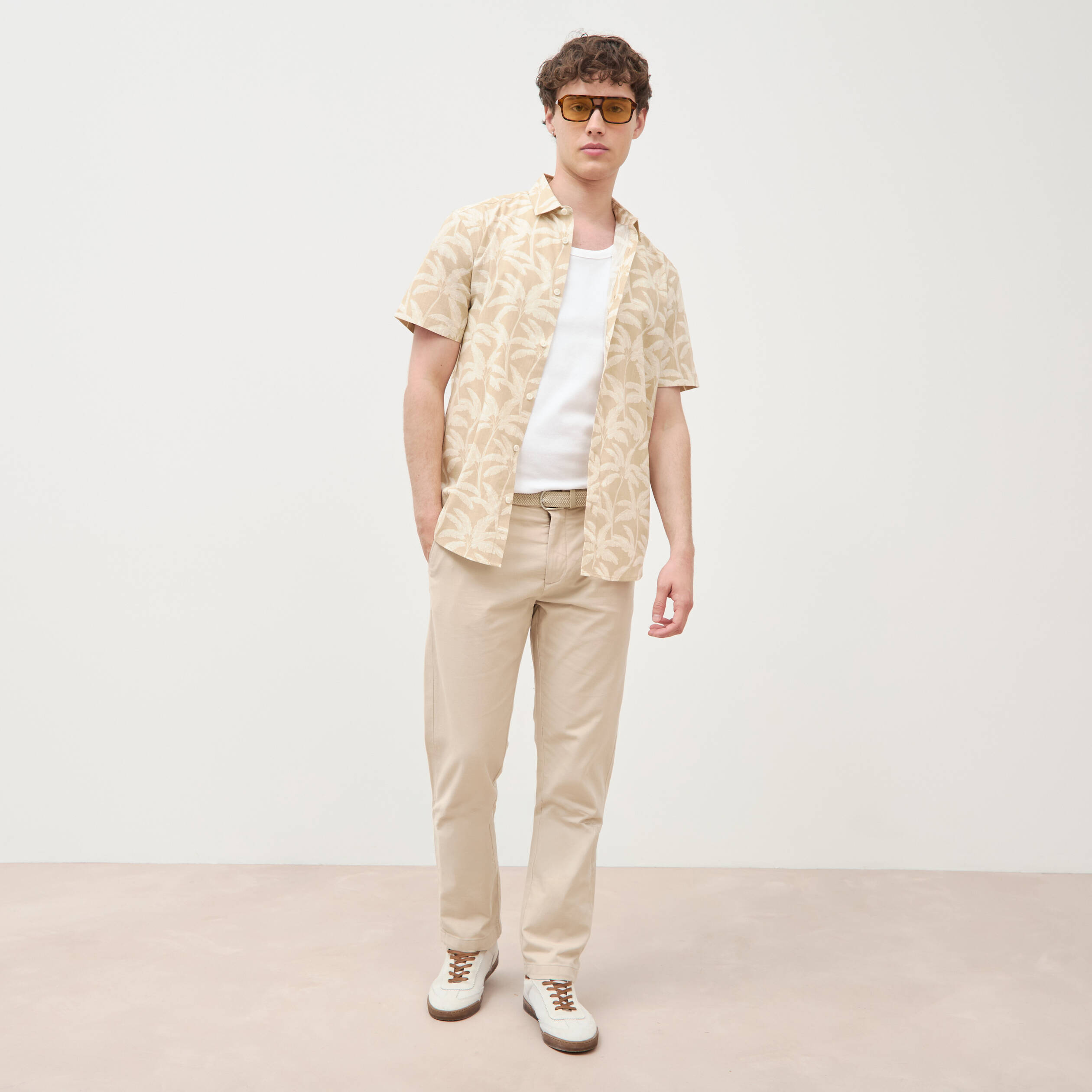 Pantalon chino avec ceinture sable homme