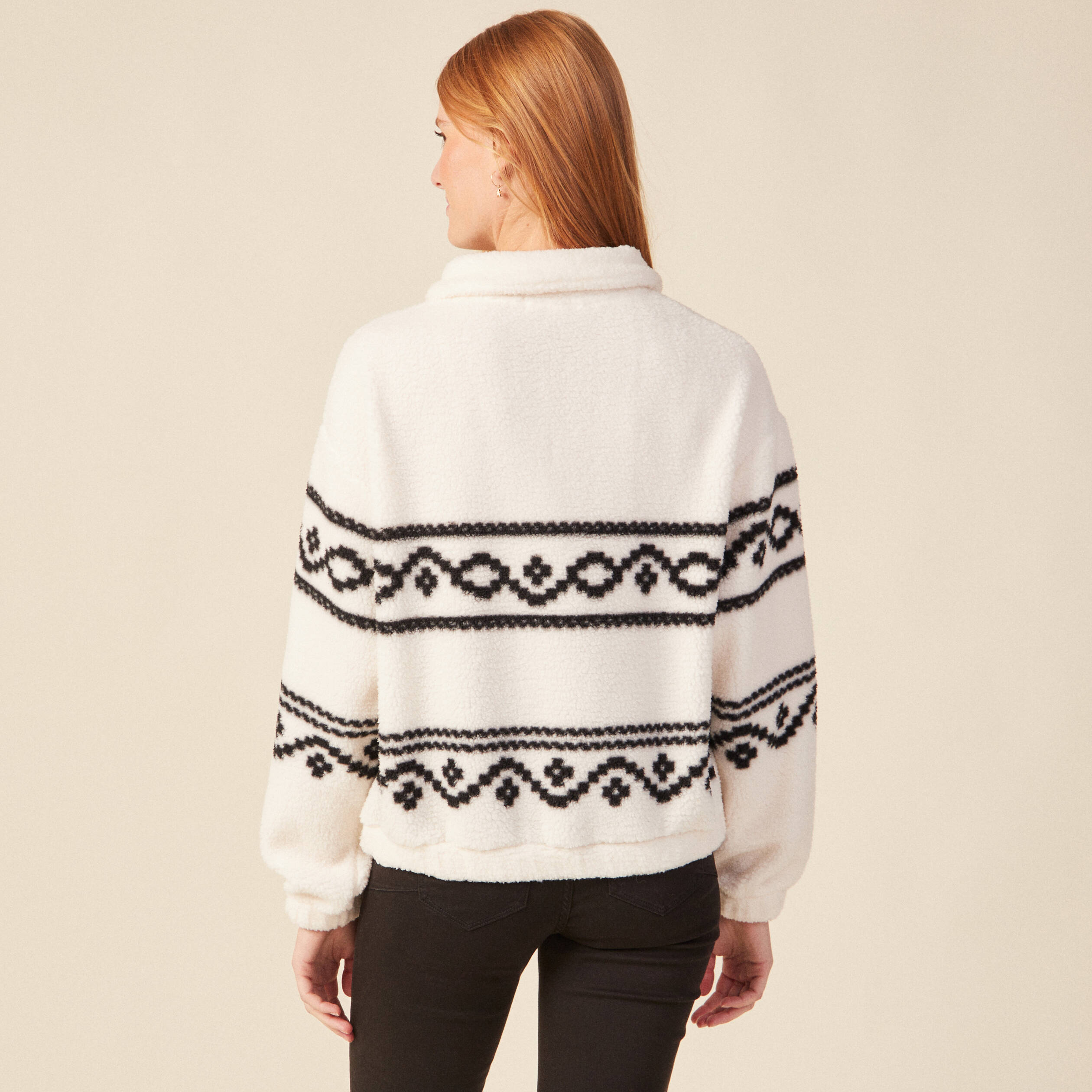 Sweat col camionneur ecru femme