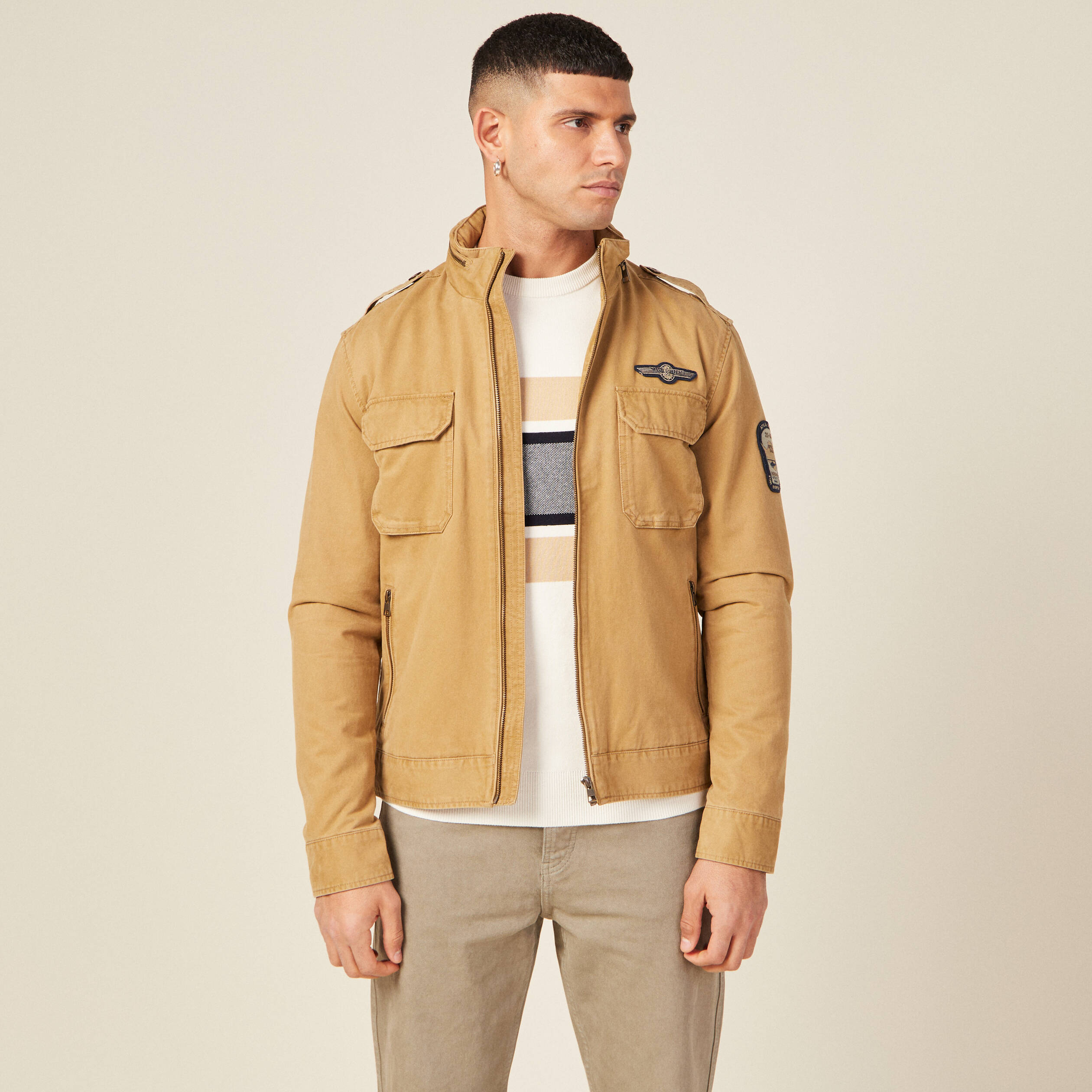 blouson droit a col montant camel homme Blouson droit à col montant camel homme