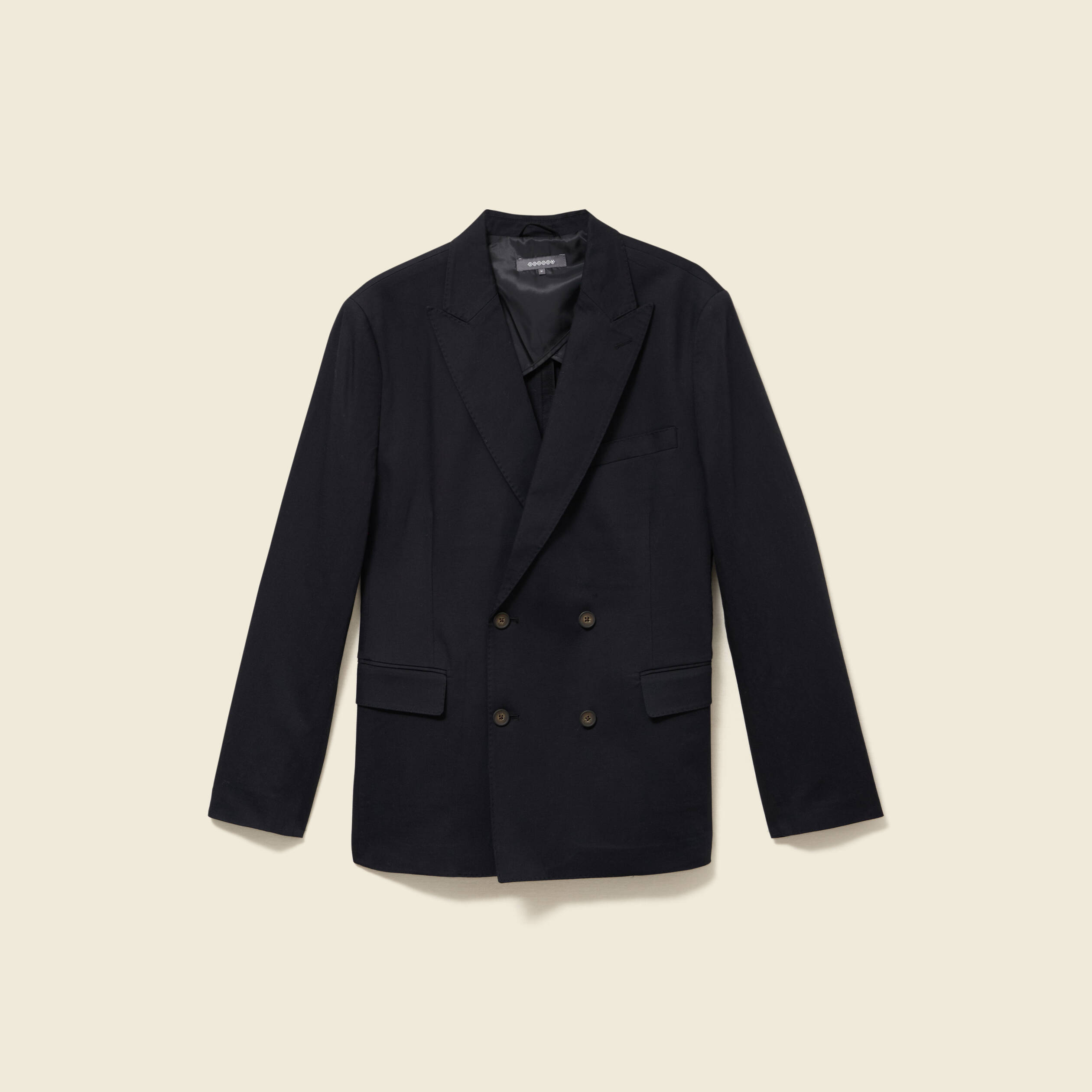 Blazer cintr&eacute; manches longues doubl&eacute; noir homme