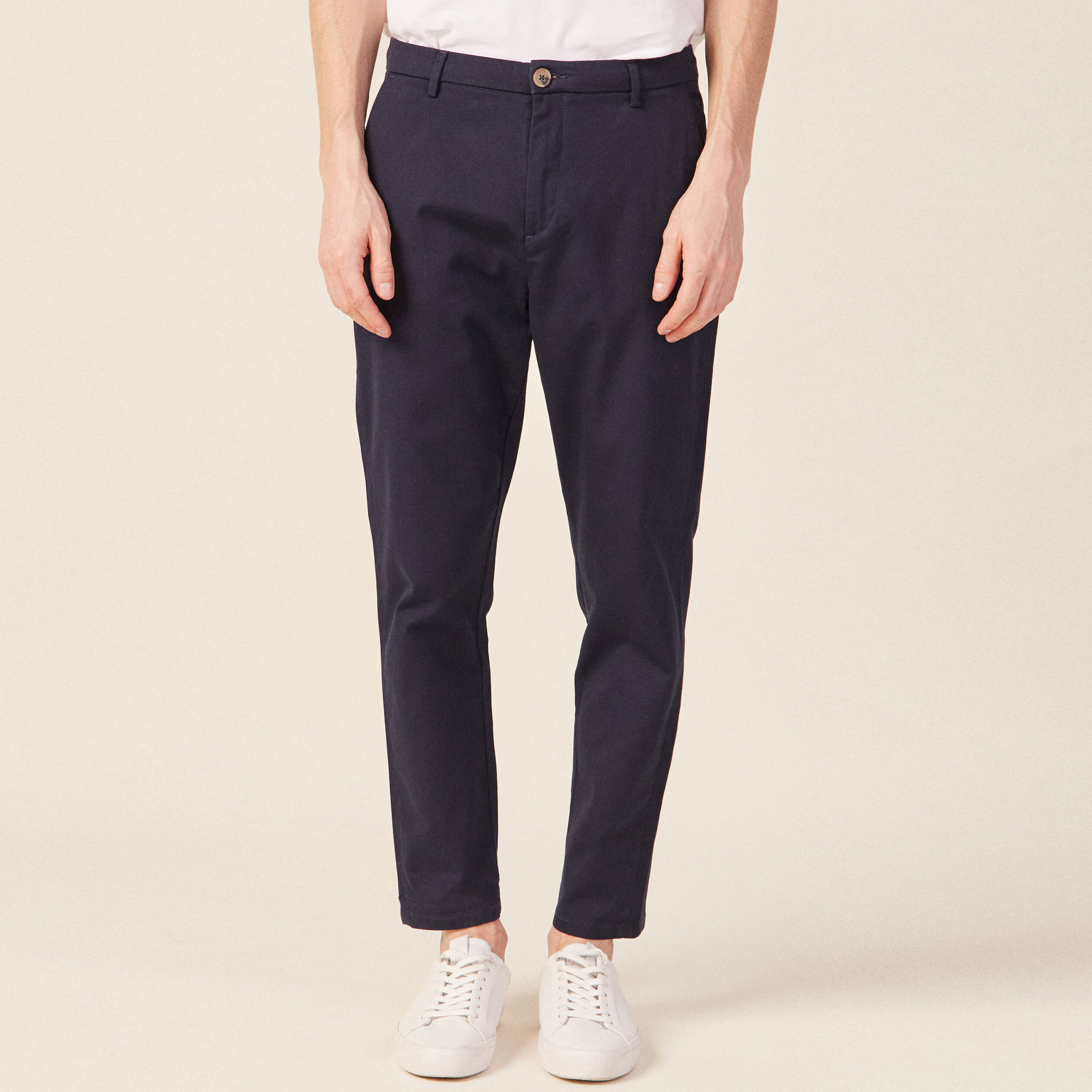 Pantalon chino 7/8ème bleu marine homme