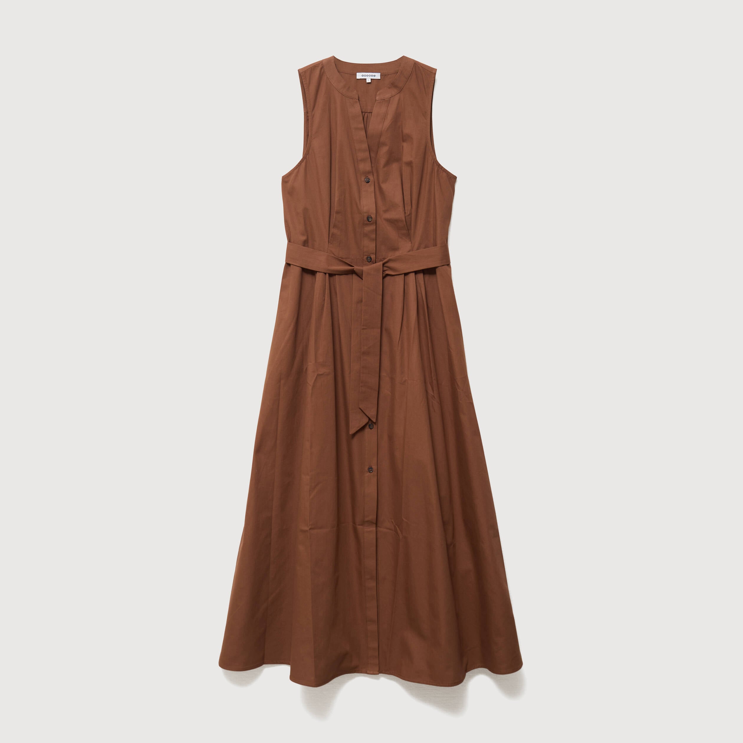 Robe en coton sans manches marron femme