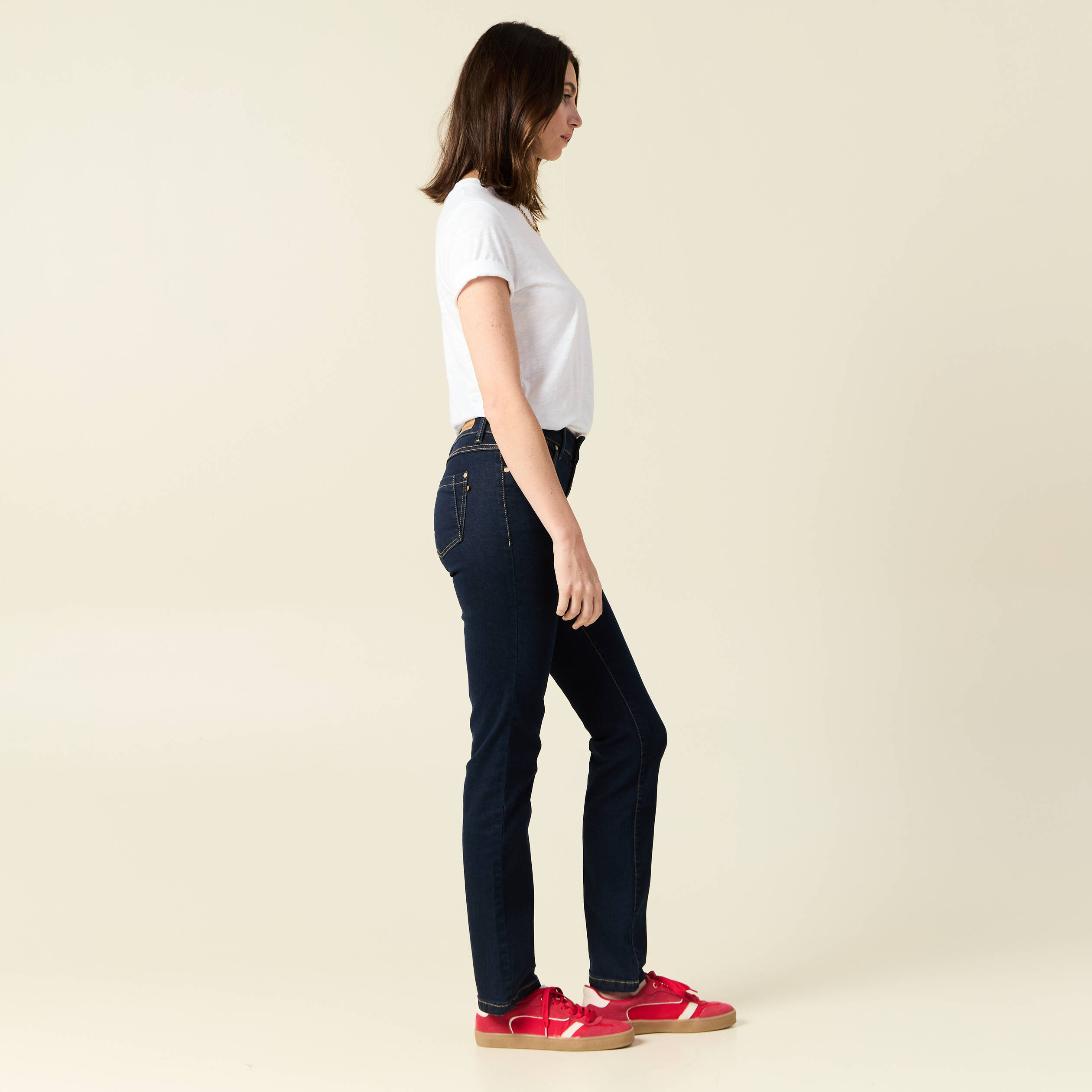 jeans regular 5 poches denim brut rinse femme Jeans regular 5 poches denim brut rinse femme