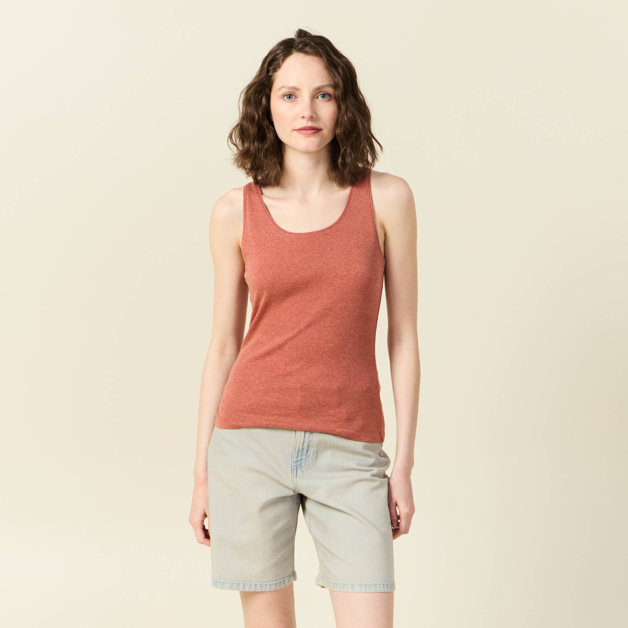 debardeur femme uni col arrondi instinct orange femme Débardeur femme uni col arrondi Instinct orange femme