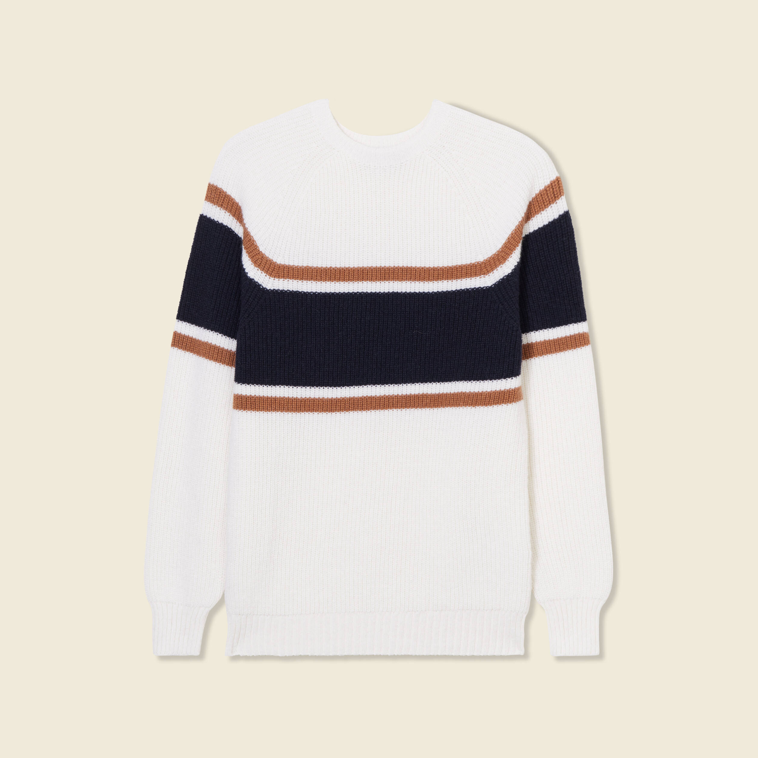 pull manches longues fabrique en france ecru homme Pull manches longues fabriqué en France ecru homme