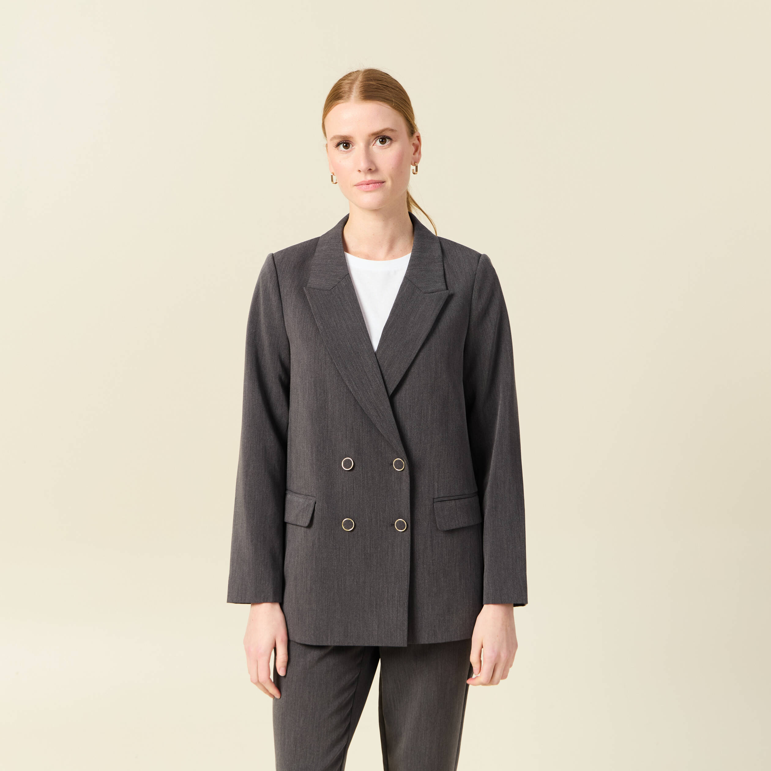 veste blazer double boutonnage gris femme Veste blazer double boutonnage gris femme