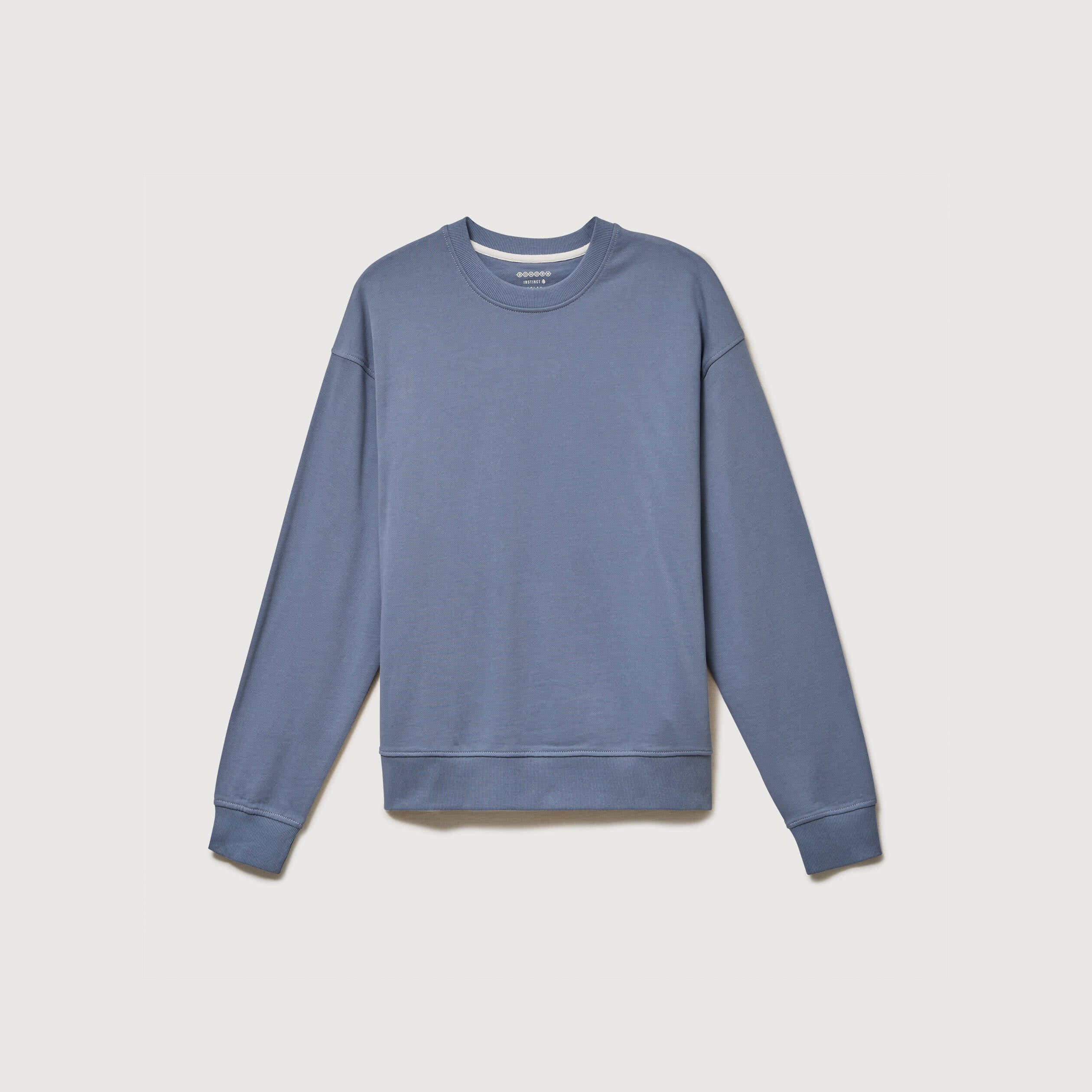 Sweat col rond manches longues en coton bleu gris homme