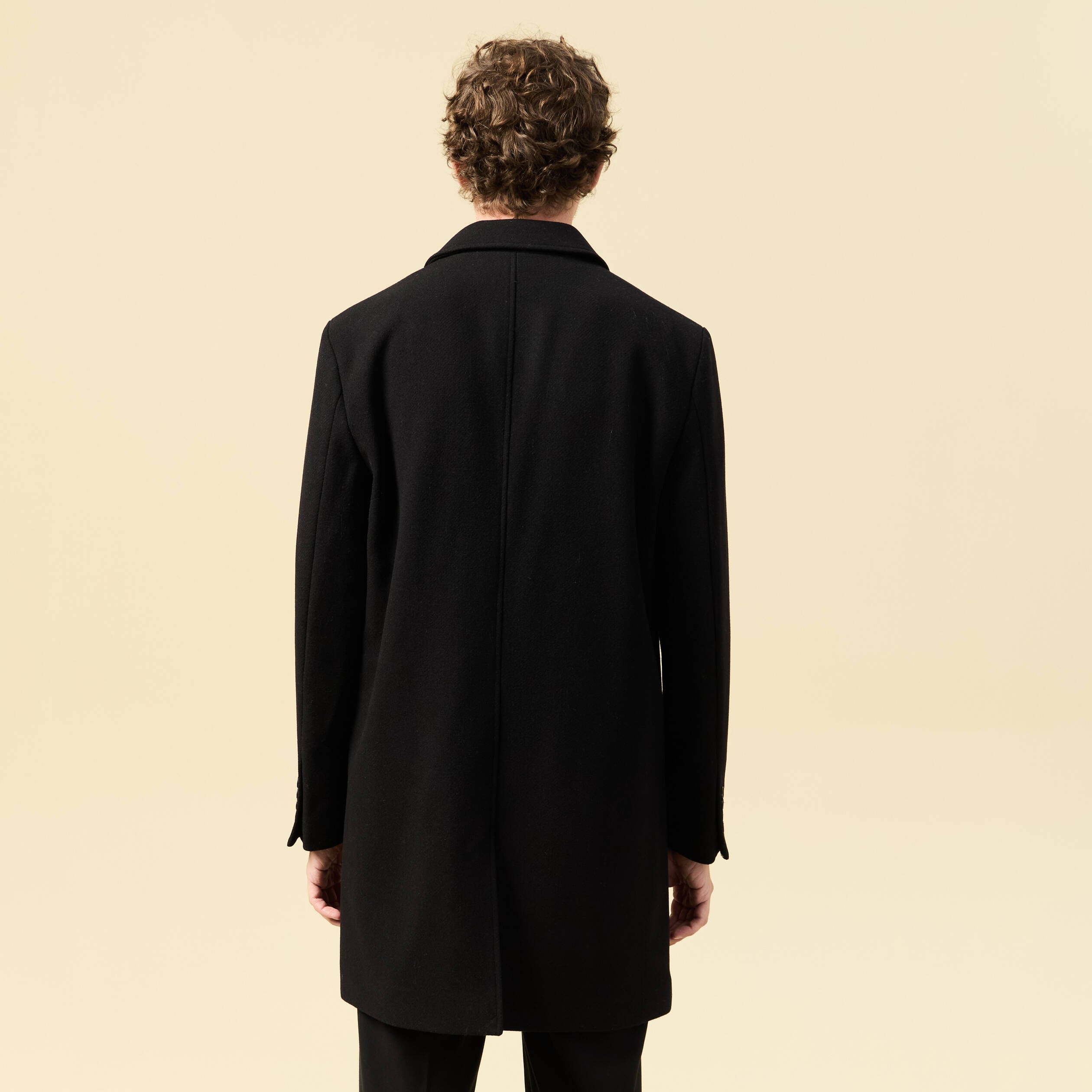 Manteau droit long manches longues noir homme