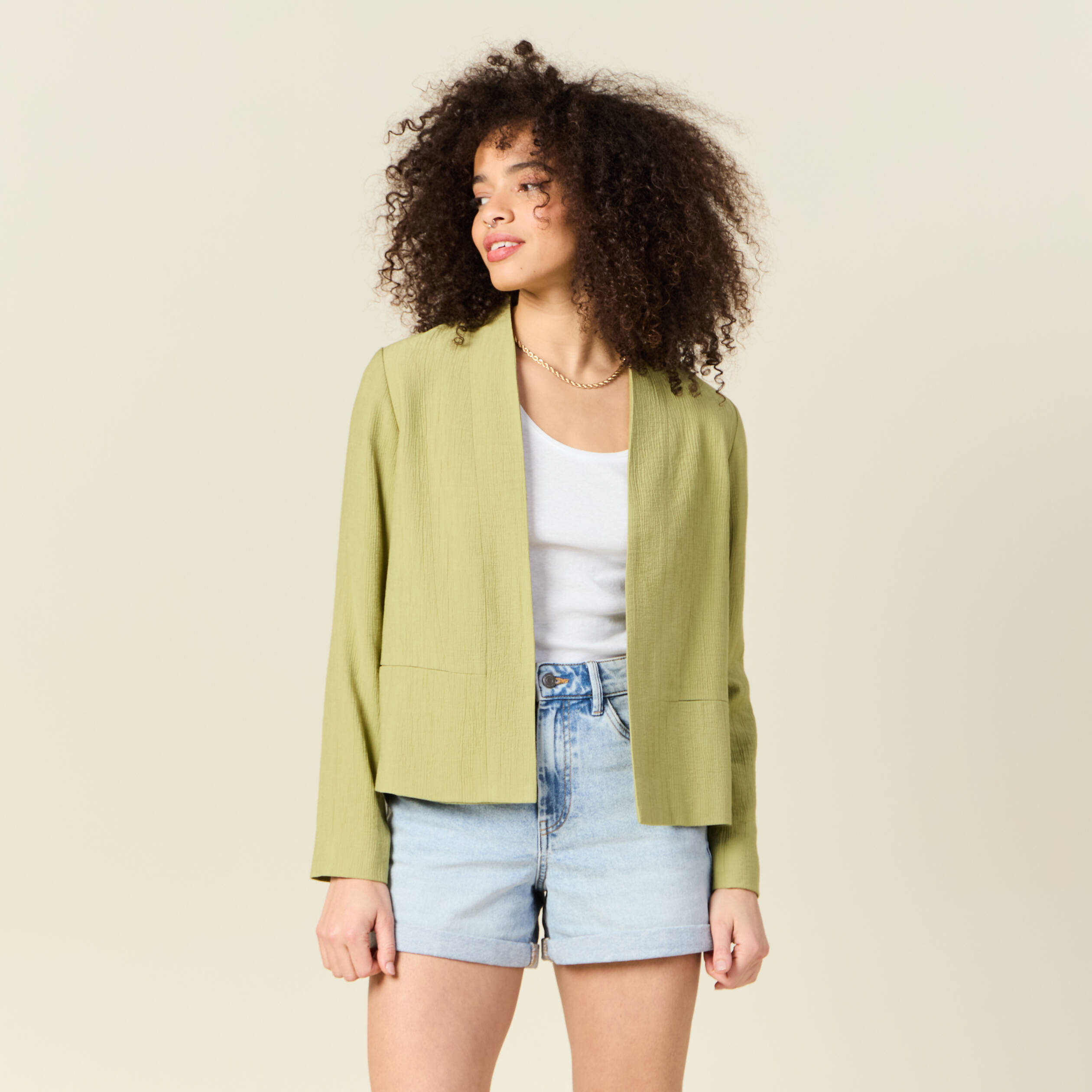 veste esprit blazer fluide vert olive femme Veste esprit blazer fluide vert olive femme