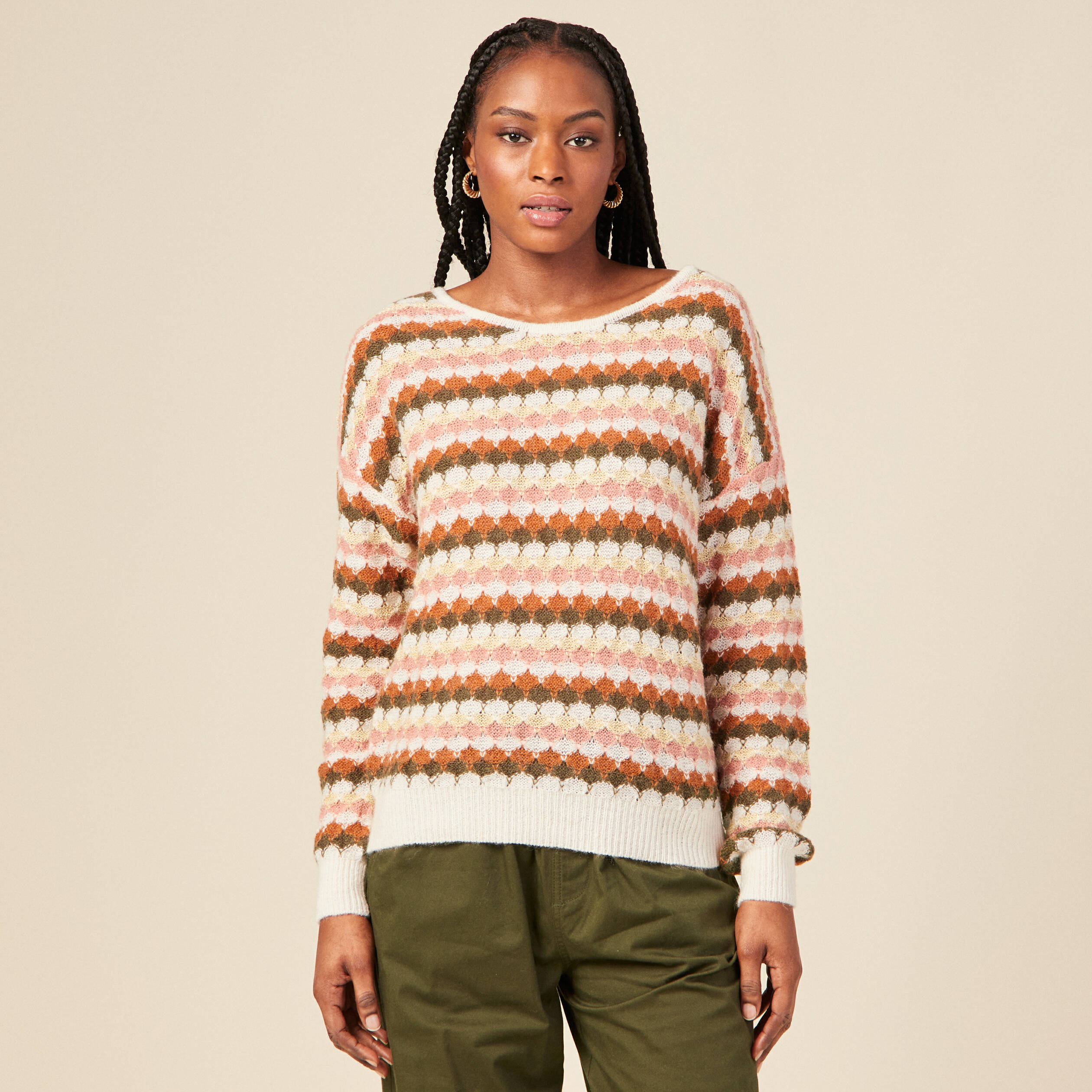 Pull éco-responsable orange foncé femme