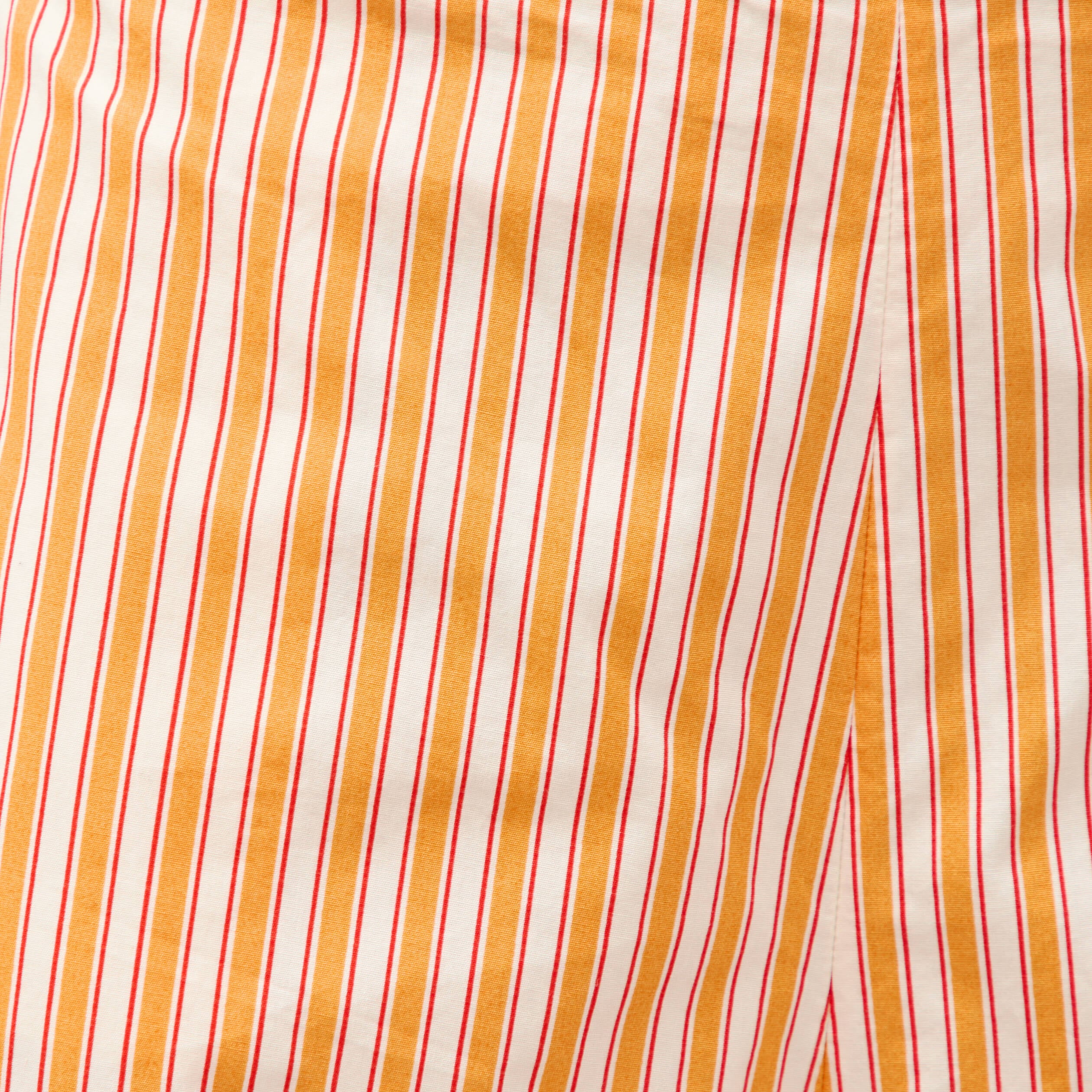 Pantalon large taille haute 3/4 en coton orange abricot femme