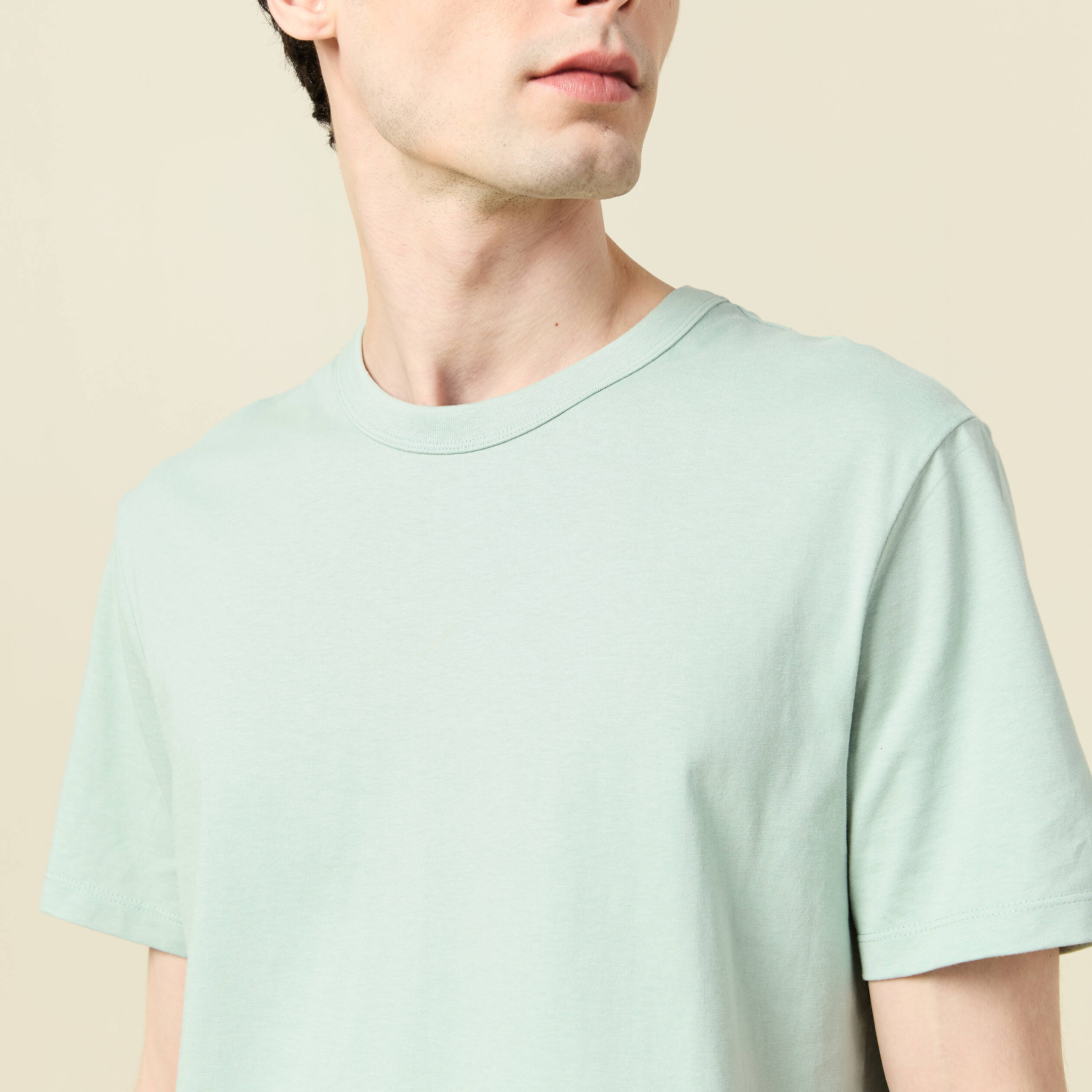 T-shirt en coton manches courtes vert pastel homme