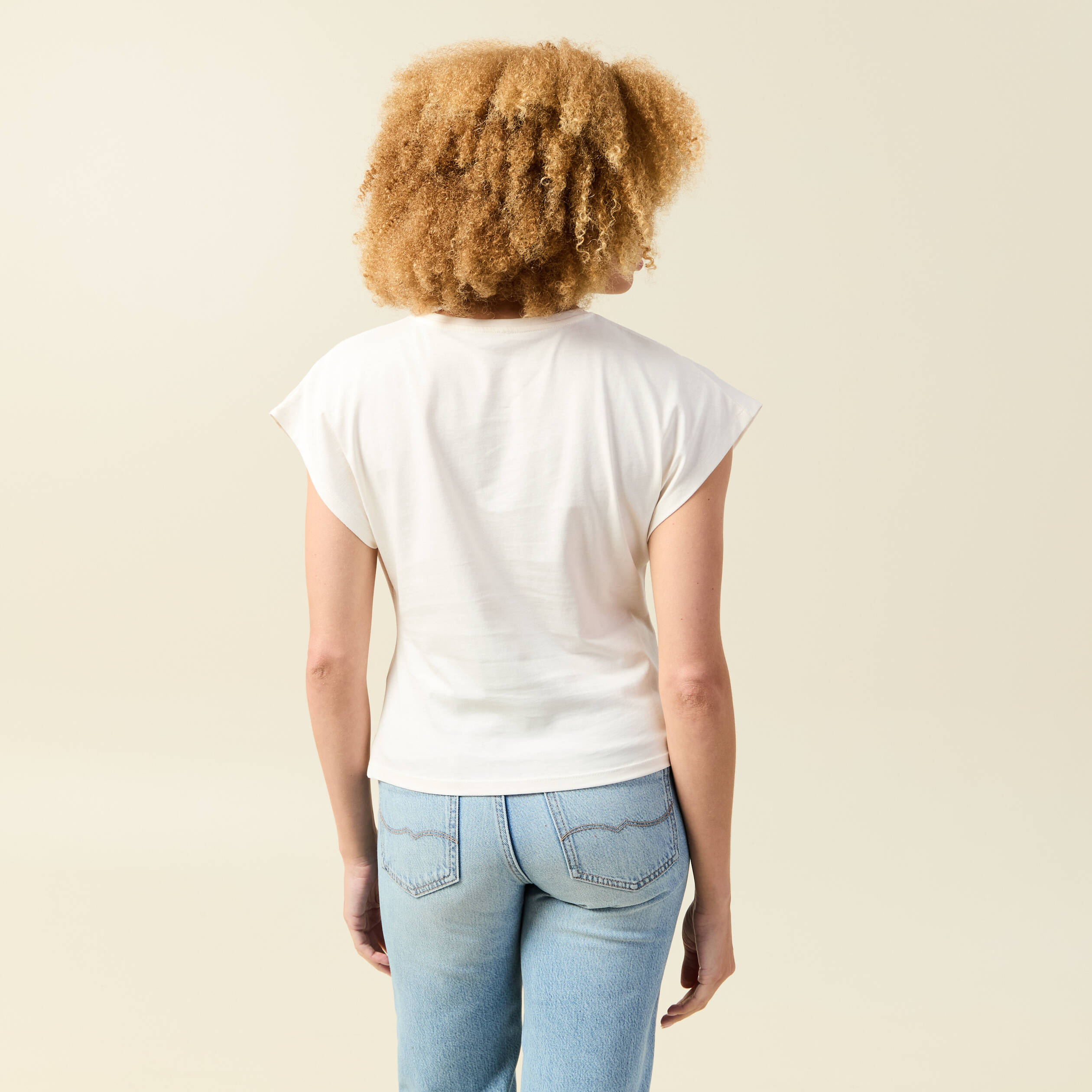 t shirt manches courtes creme femme T-shirt manches courtes creme femme