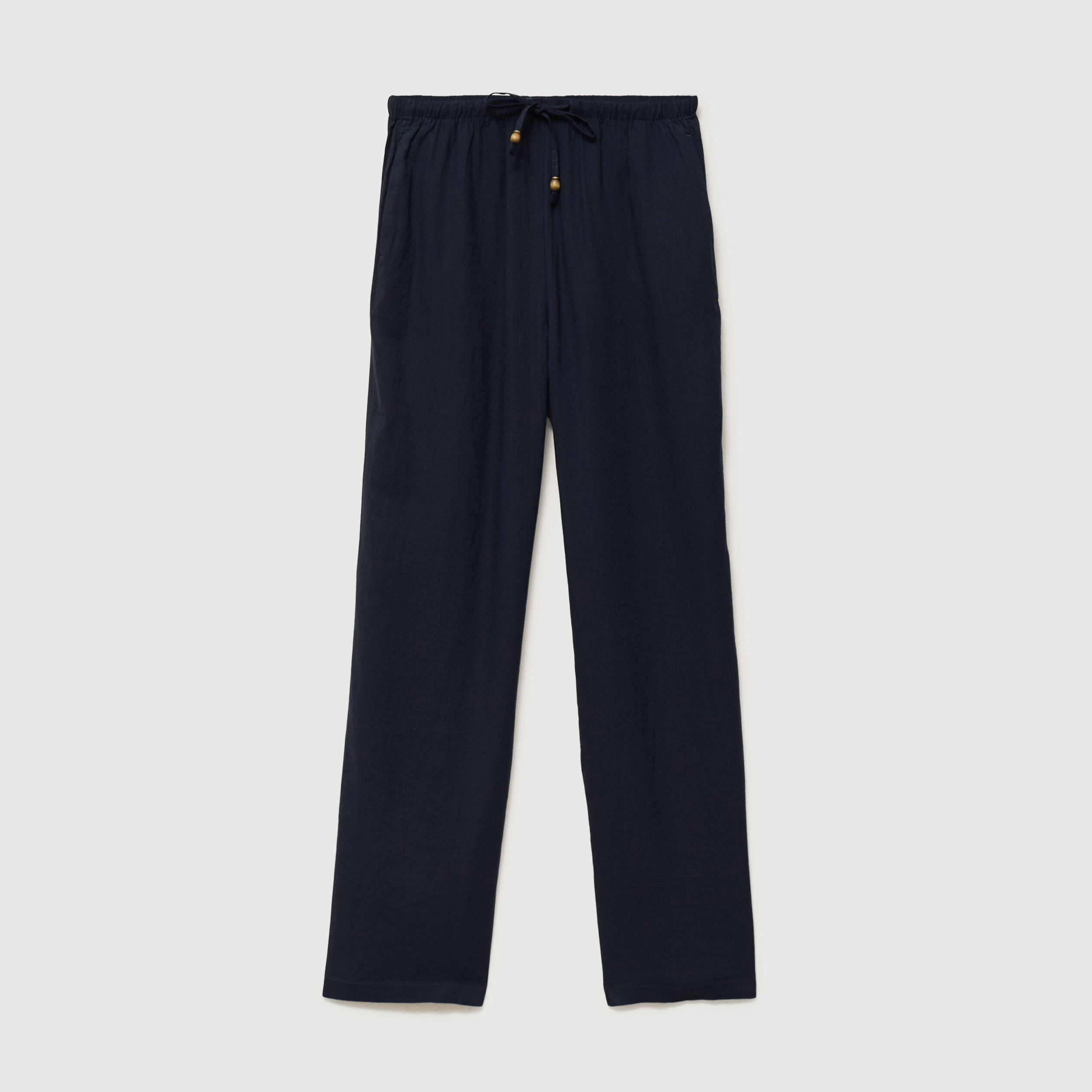 Pantalon standard fluide bleu marine femme