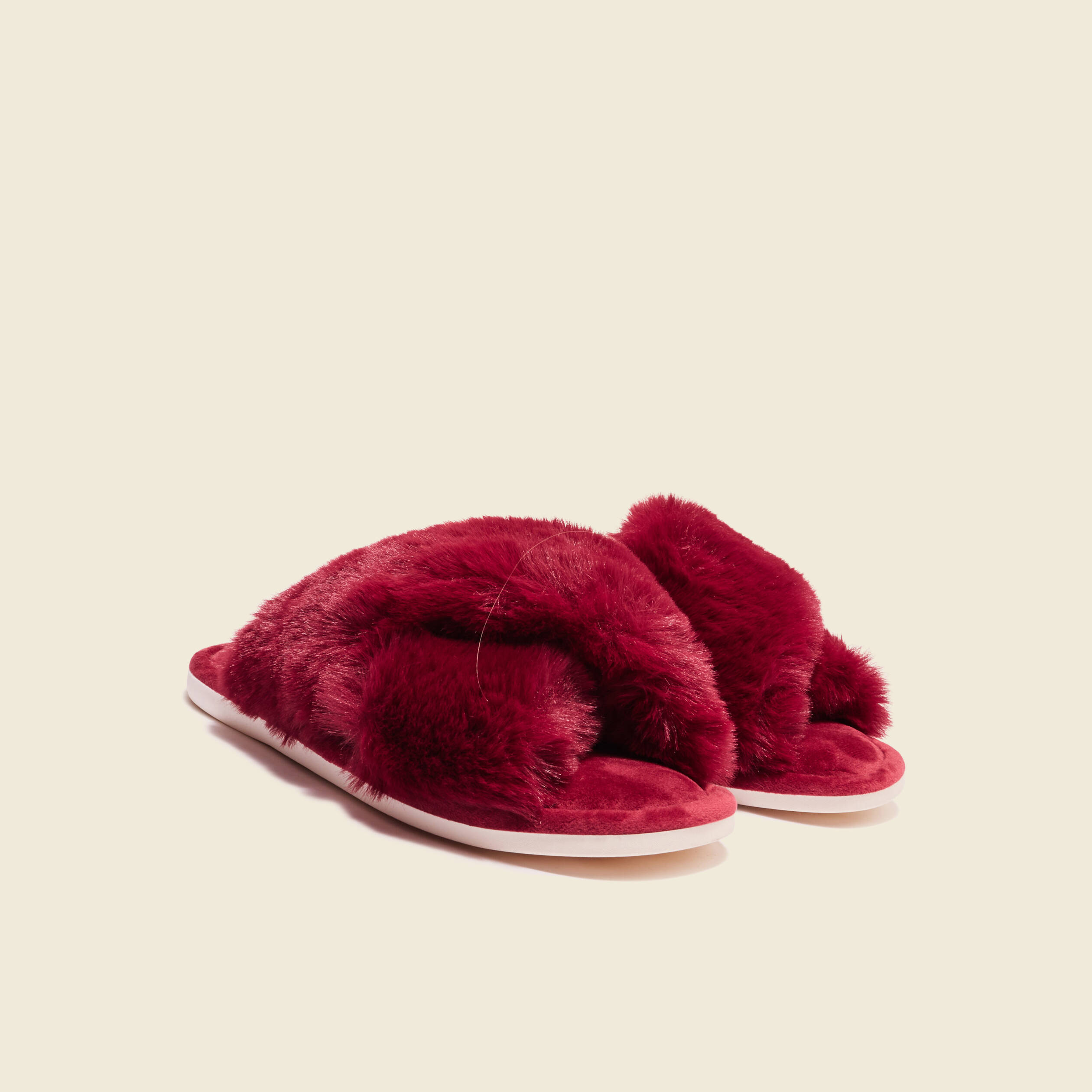 chaussons mules fourrure rouge fonce femme Chaussons mules fourrure rouge foncé femme