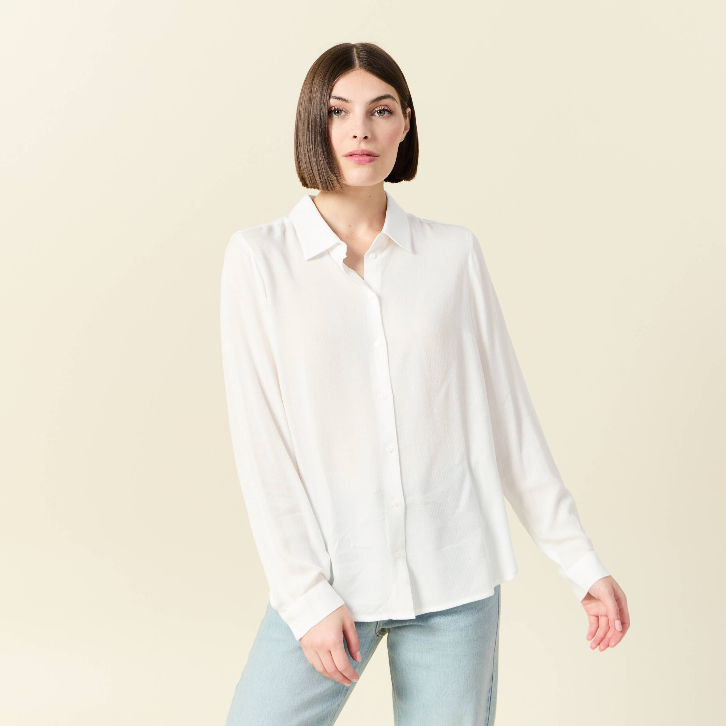 chemise manches longues fluide blanc femme Chemise manches longues fluide blanc femme